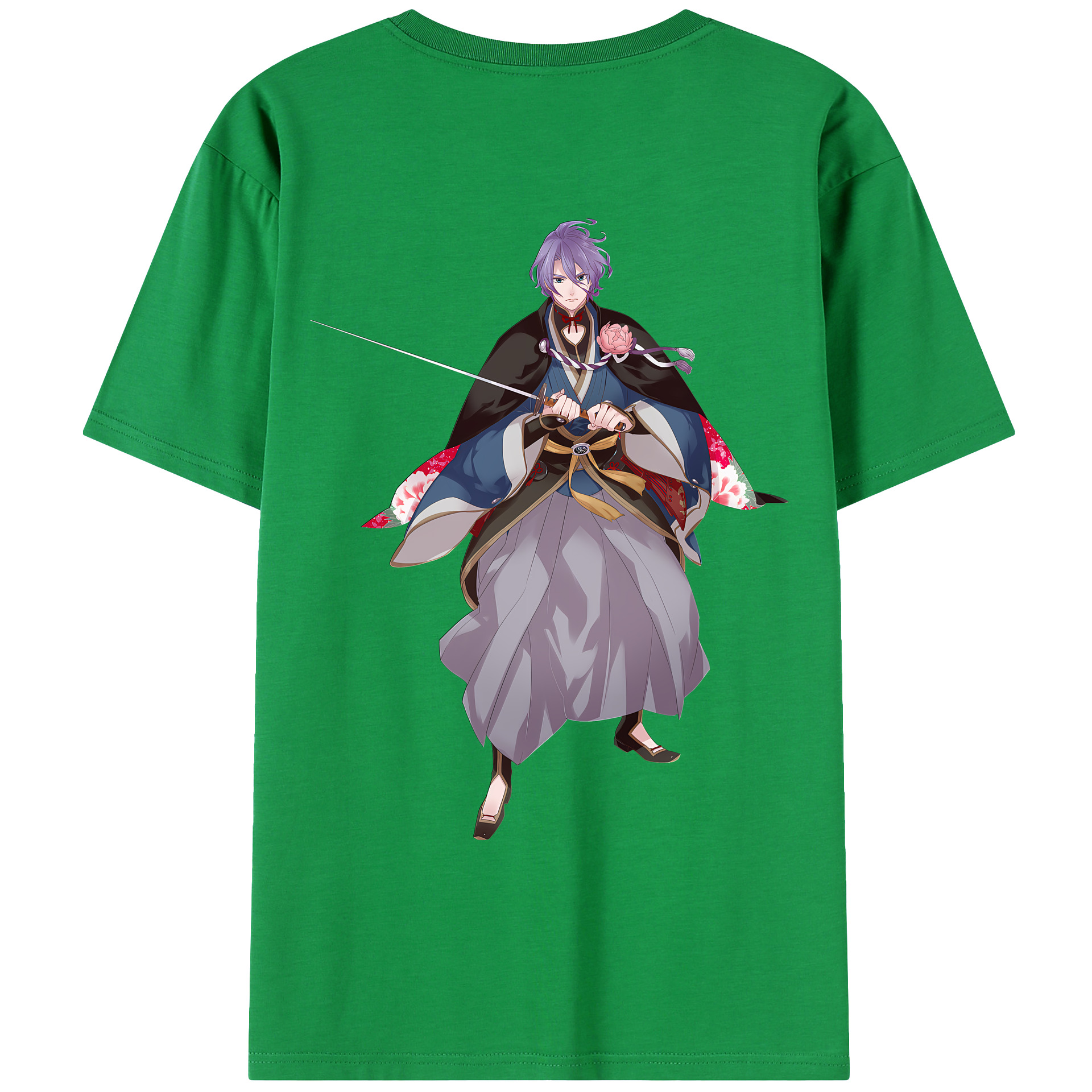 （画像用） 刀剣乱舞 Touken Ranbu 綿100％ メンズ半袖Tシャツ（バックプリント） 通気性
