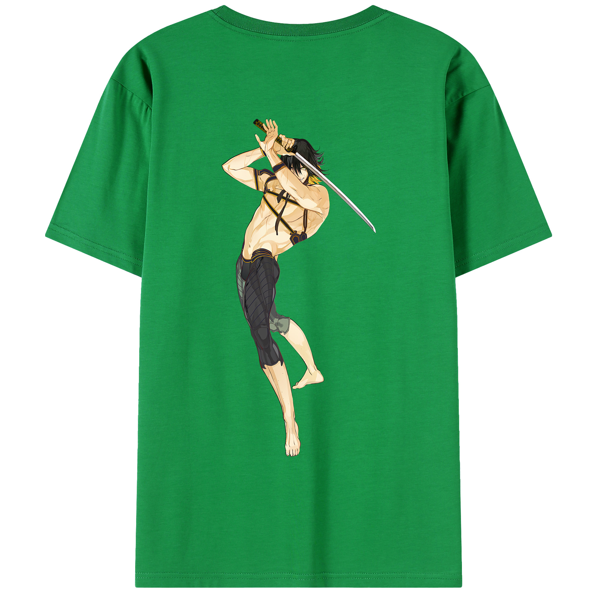 （画像用） 刀剣乱舞 Touken Ranbu 綿100％ メンズ半袖Tシャツ（バックプリント） 通気性
