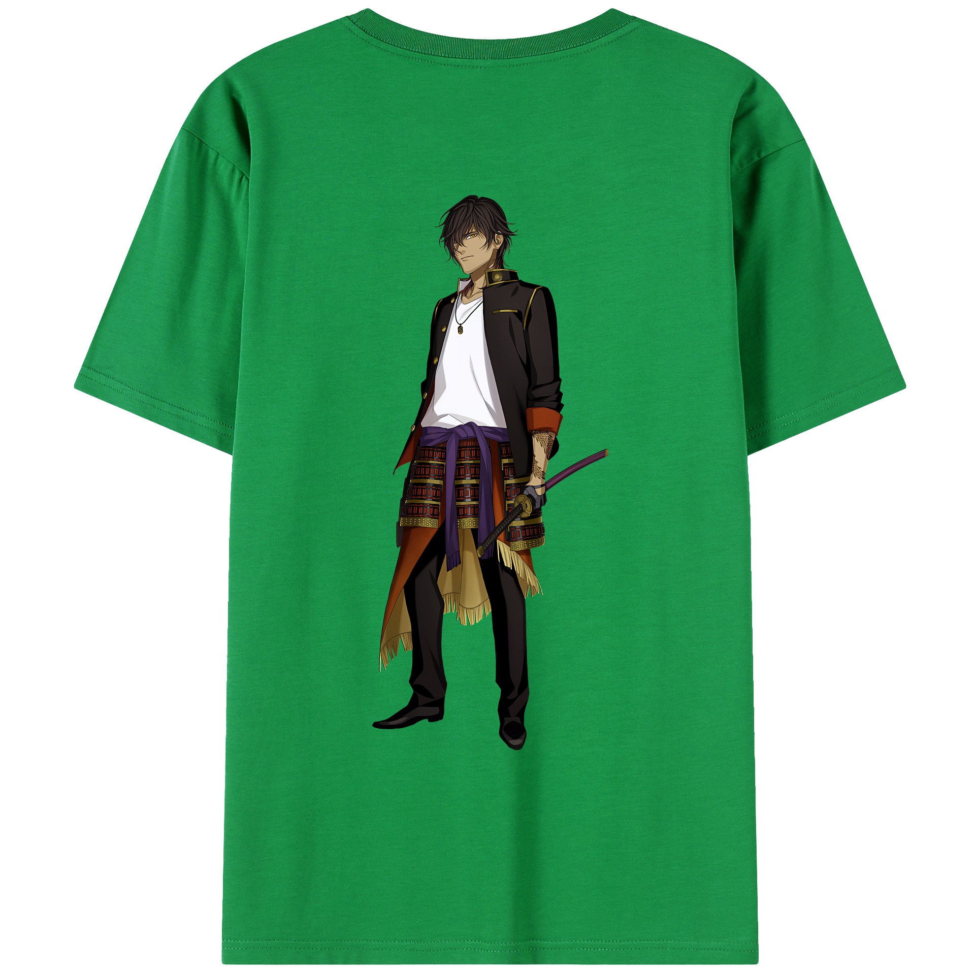 （画像用） 刀剣乱舞 Touken Ranbu 綿100％ メンズ半袖Tシャツ（バックプリント） 通気性