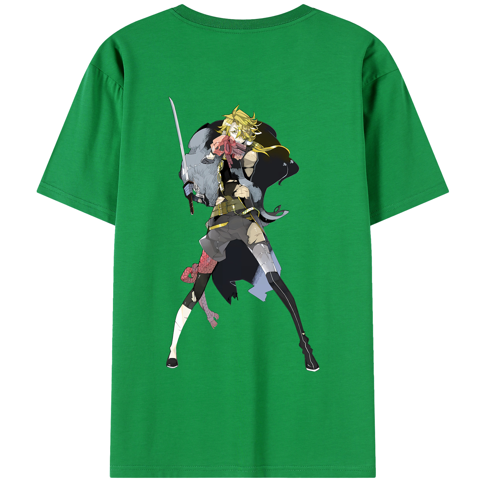 （画像用） 刀剣乱舞 Touken Ranbu 綿100％ メンズ半袖Tシャツ（バックプリント） 通気性