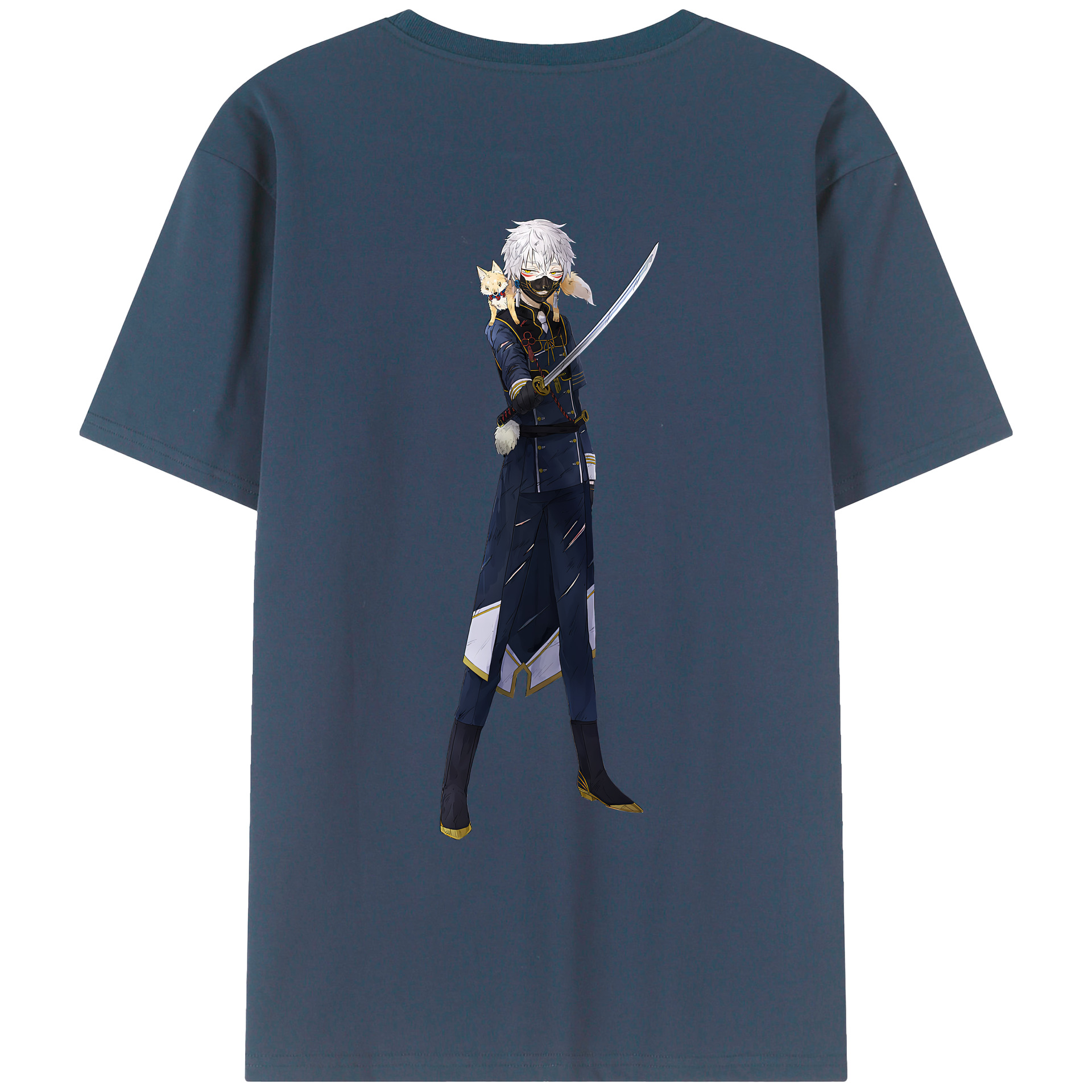 （画像用） 刀剣乱舞 Touken Ranbu 綿100％ メンズ半袖Tシャツ（バックプリント） 通気性
