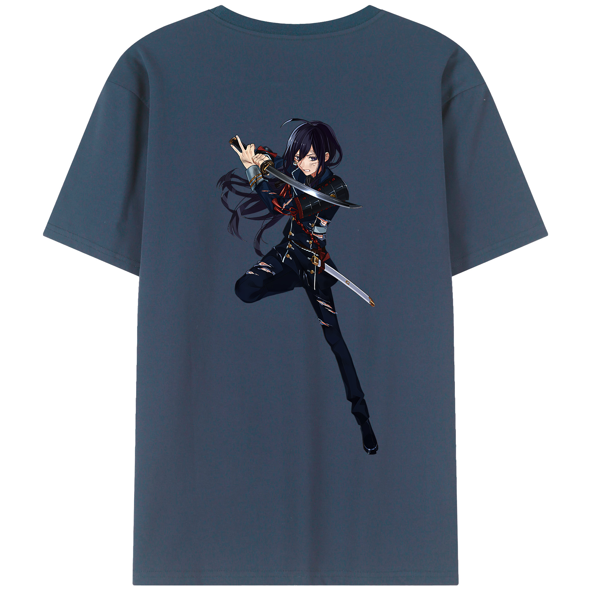 （画像用） 刀剣乱舞 Touken Ranbu 綿100％ メンズ半袖Tシャツ（バックプリント） 通気性