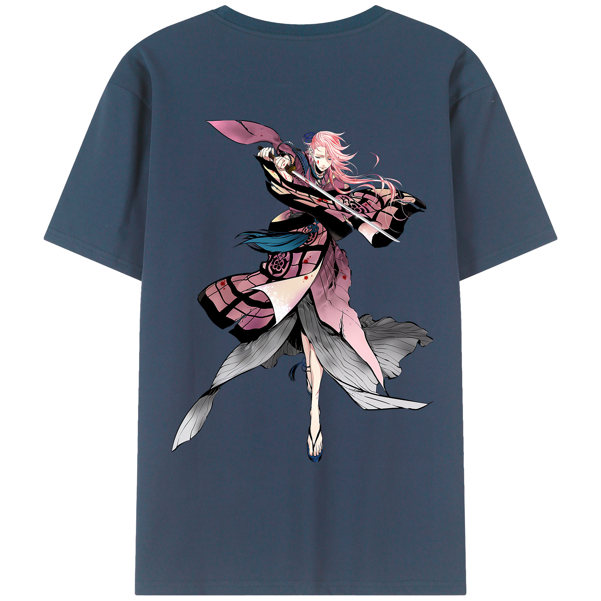 （画像用） 刀剣乱舞 Touken Ranbu 綿100％ メンズ半袖Tシャツ（バックプリント） 通気性
