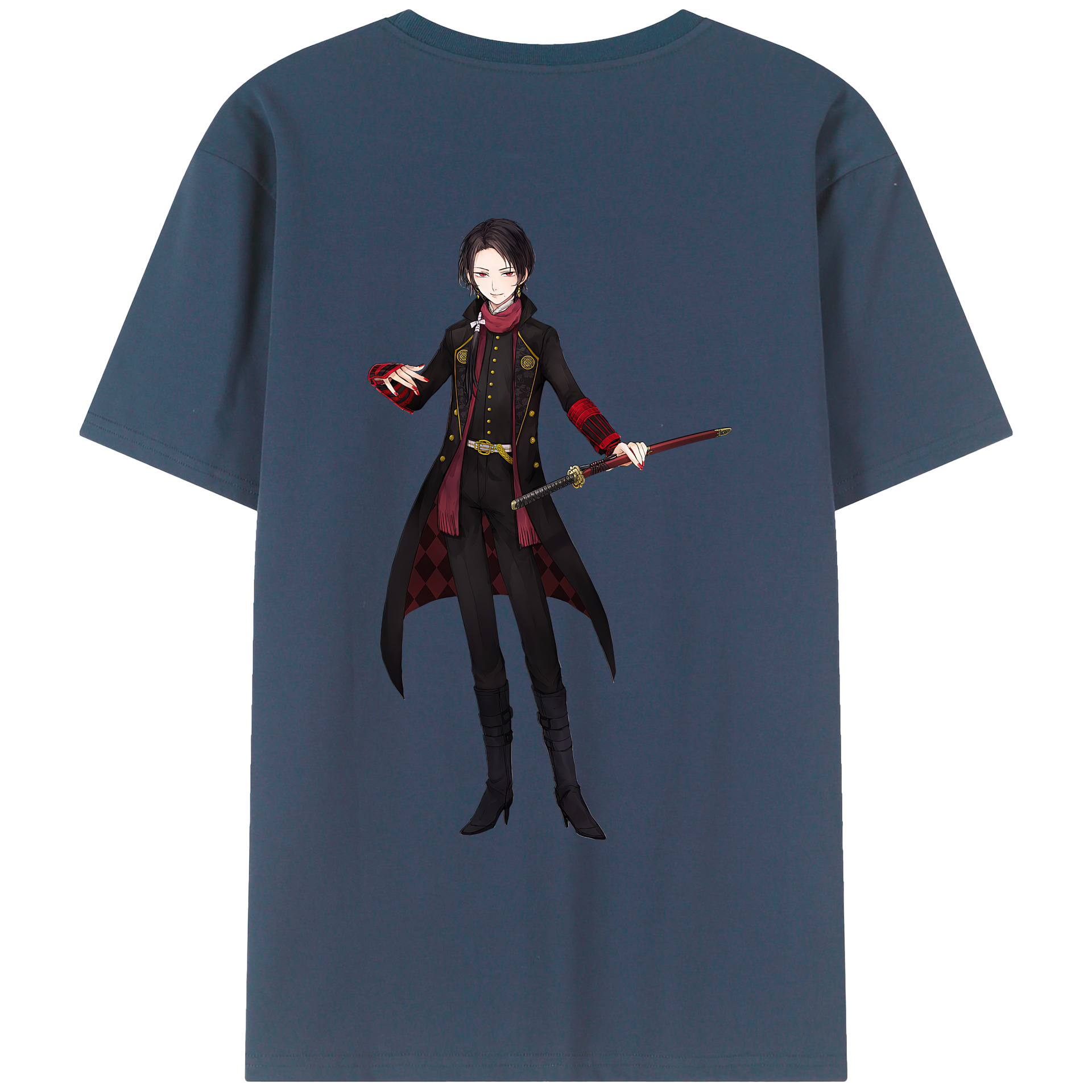 （画像用） 刀剣乱舞 Touken Ranbu 綿100％ メンズ半袖Tシャツ（バックプリント） 通気性