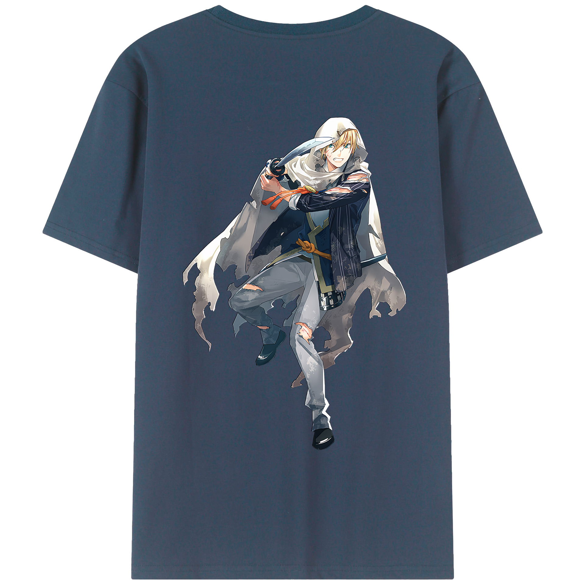 （画像用） 刀剣乱舞 Touken Ranbu 綿100％ メンズ半袖Tシャツ（バックプリント） 通気性
