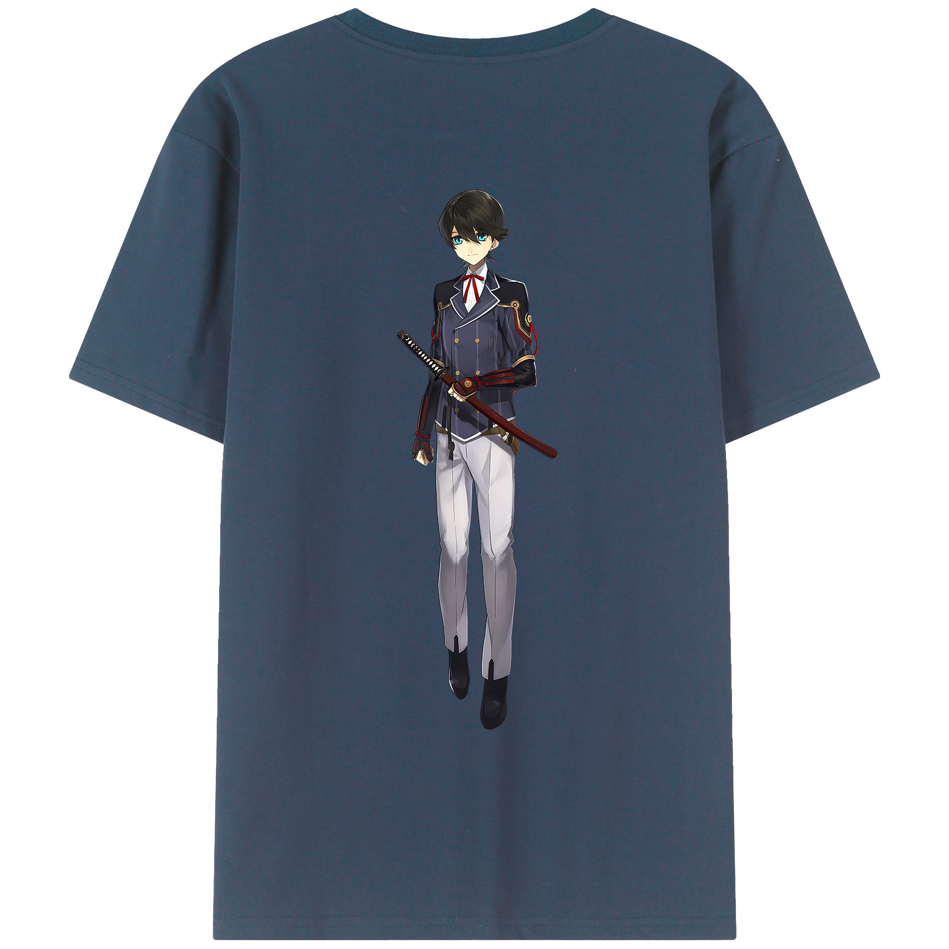 （画像用） 刀剣乱舞 Touken Ranbu 綿100％ メンズ半袖Tシャツ（バックプリント） 通気性