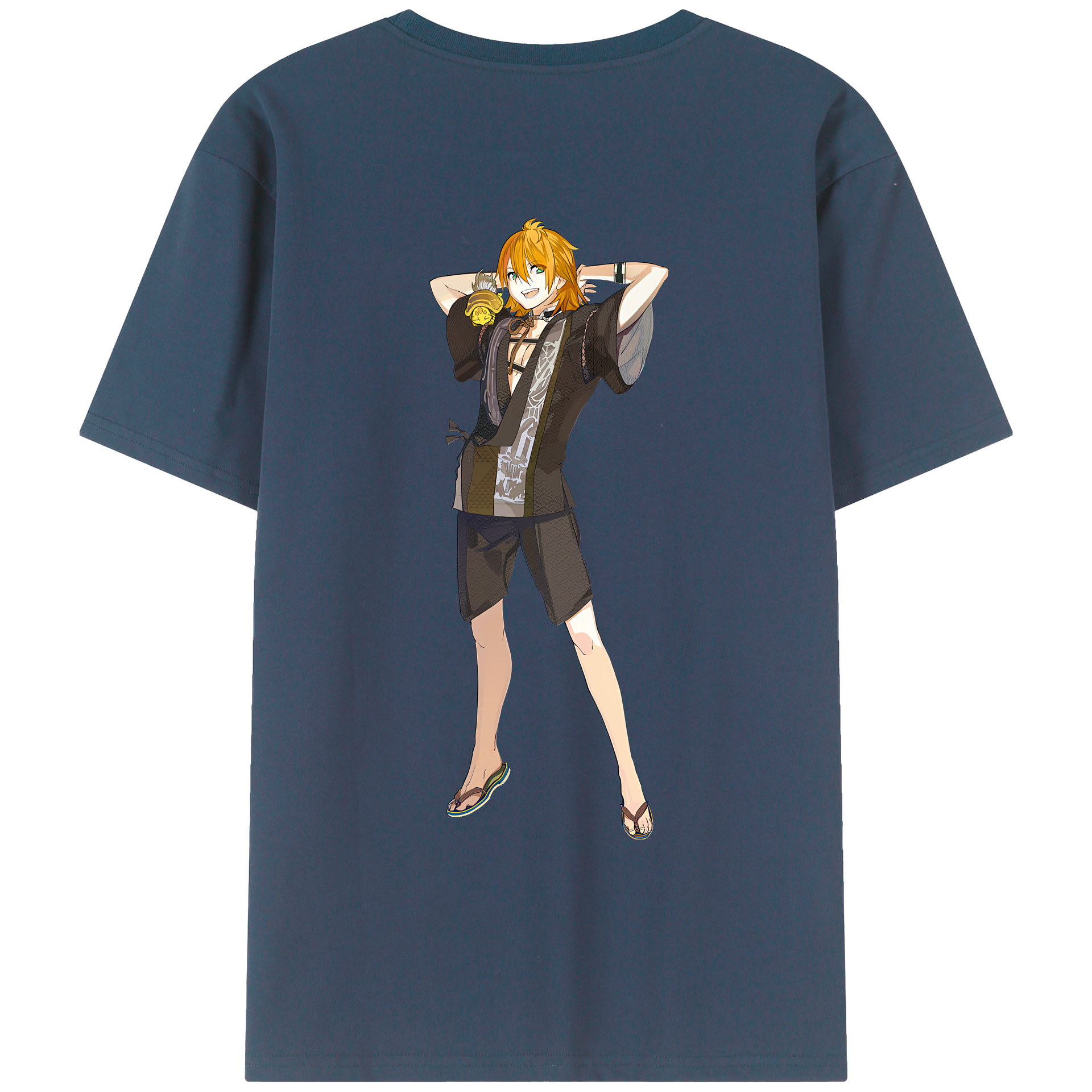 （画像用） 刀剣乱舞 Touken Ranbu 綿100％ メンズ半袖Tシャツ（バックプリント） 通気性