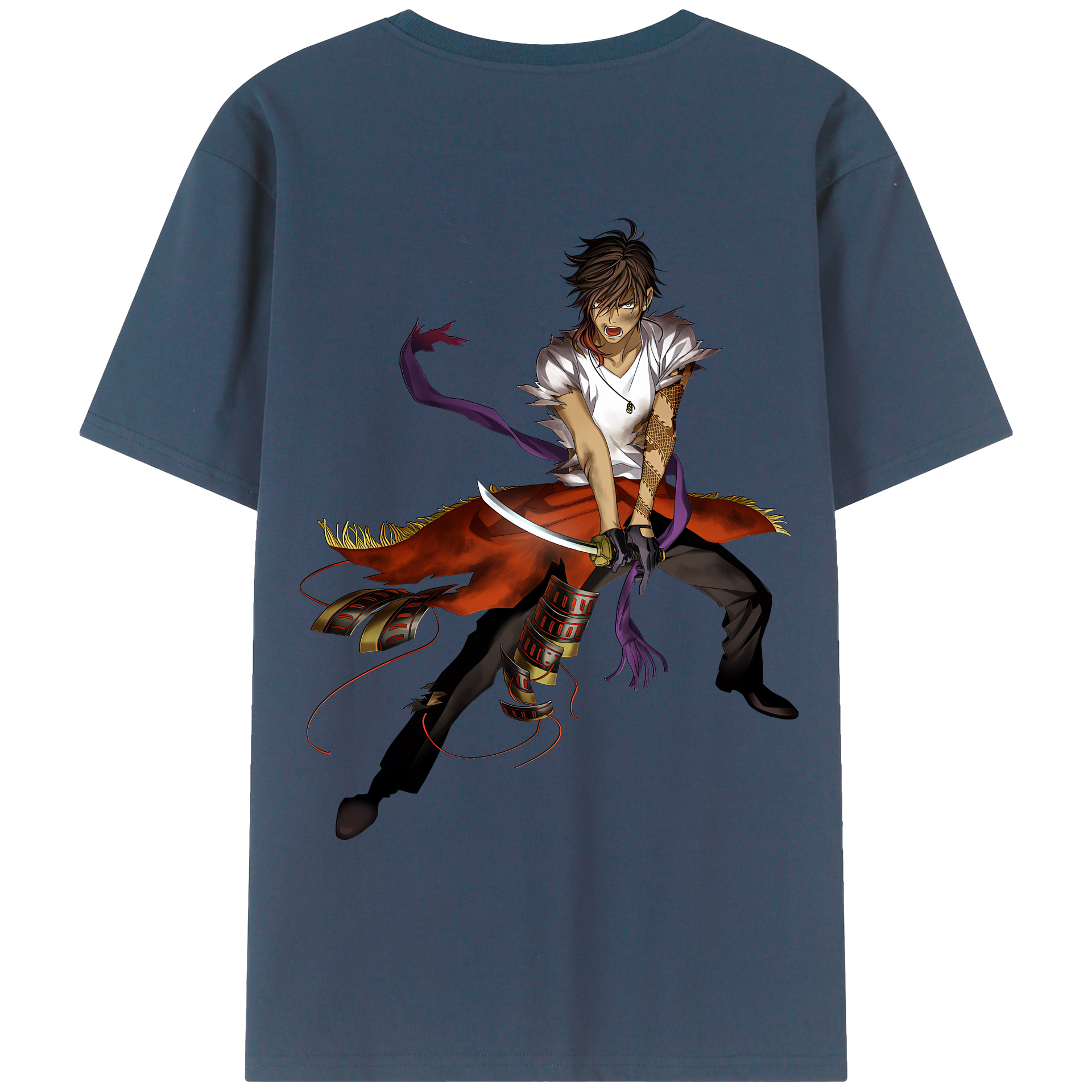 （画像用） 刀剣乱舞 Touken Ranbu 綿100％ メンズ半袖Tシャツ（バックプリント） 通気性