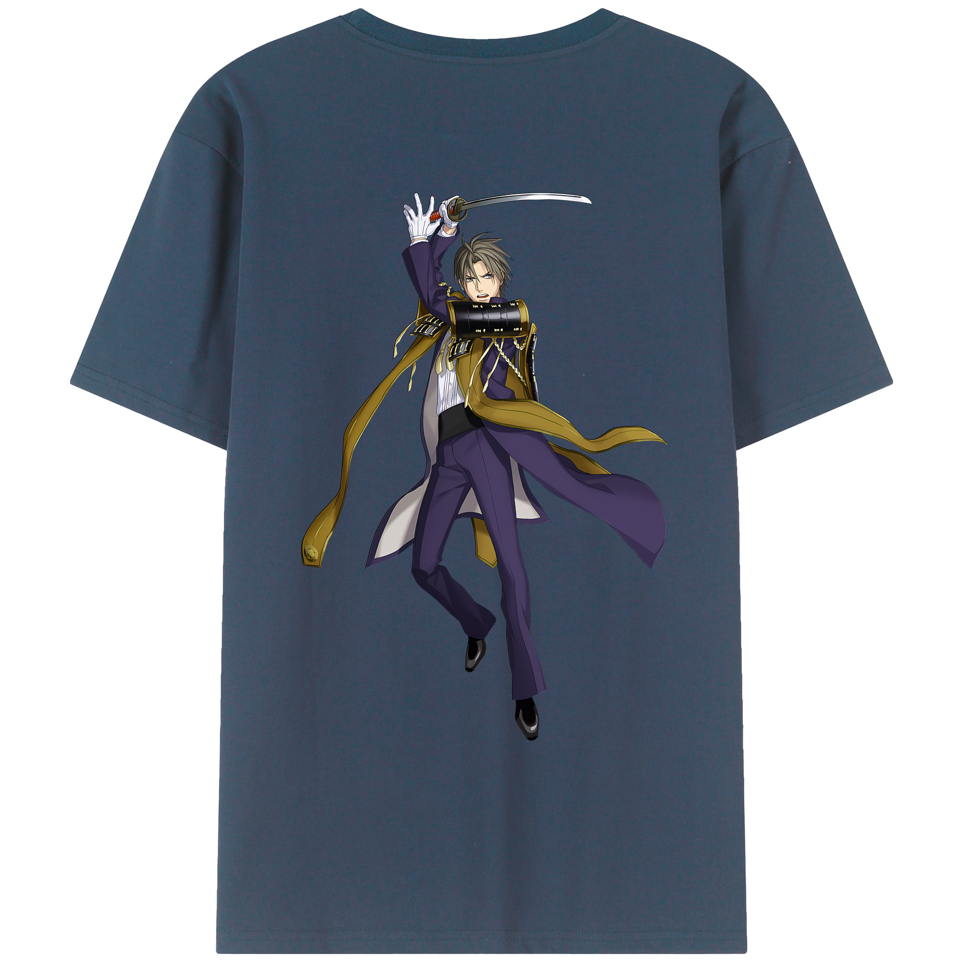 （画像用） 刀剣乱舞 Touken Ranbu 綿100％ メンズ半袖Tシャツ（バックプリント） 通気性