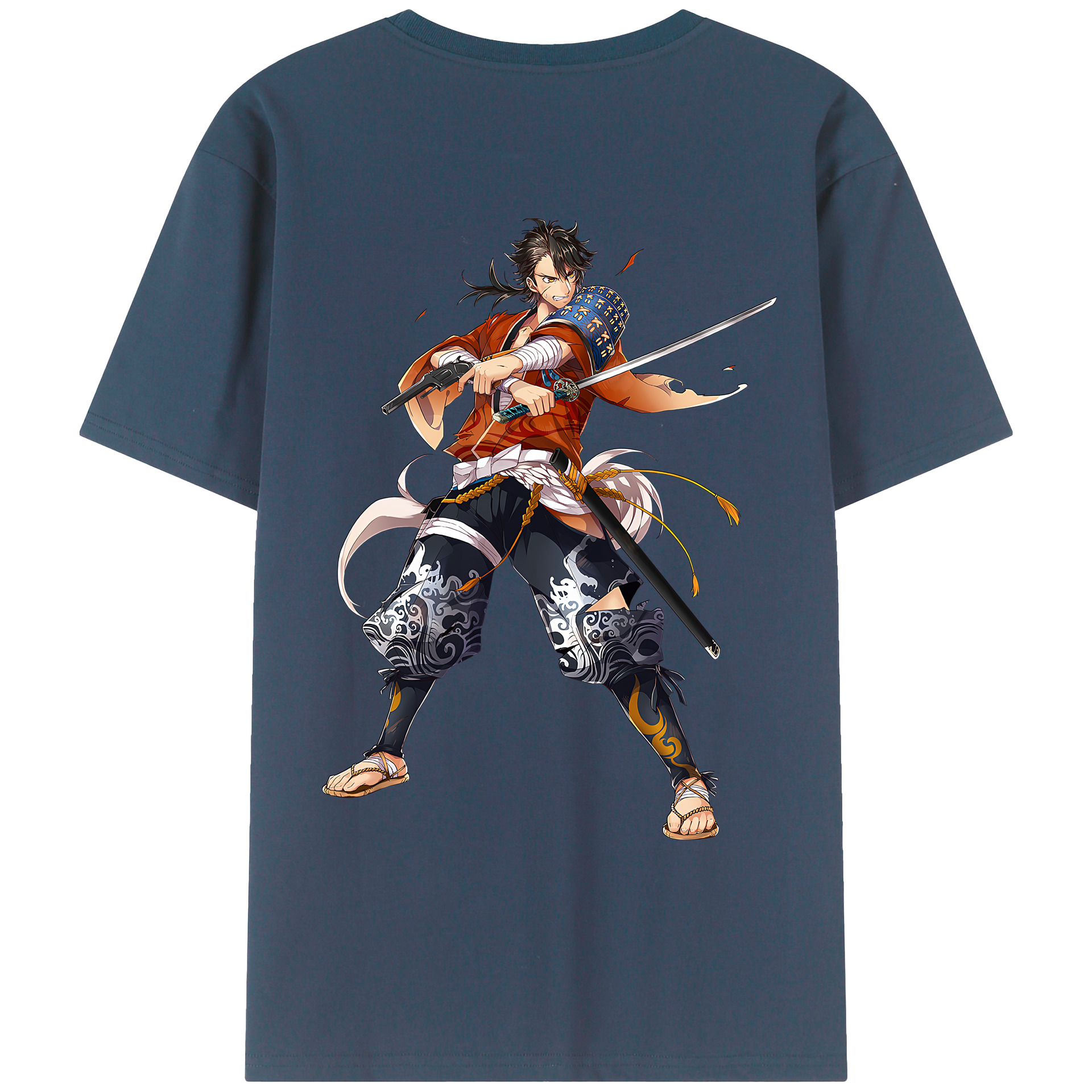 （画像用） 刀剣乱舞 Touken Ranbu 綿100％ メンズ半袖Tシャツ（バックプリント） 通気性
