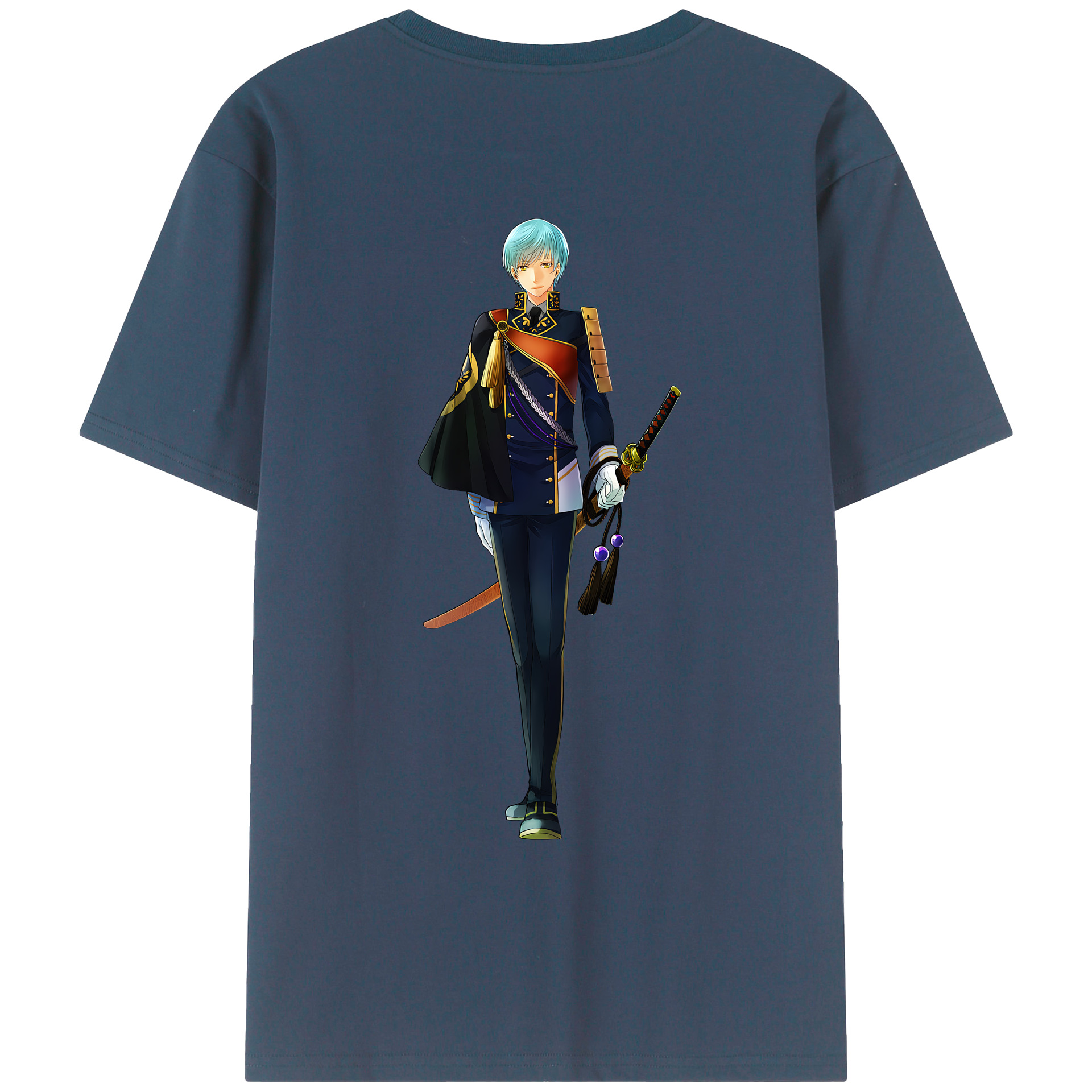 （画像用） 刀剣乱舞 Touken Ranbu 綿100％ メンズ半袖Tシャツ（バックプリント） 通気性