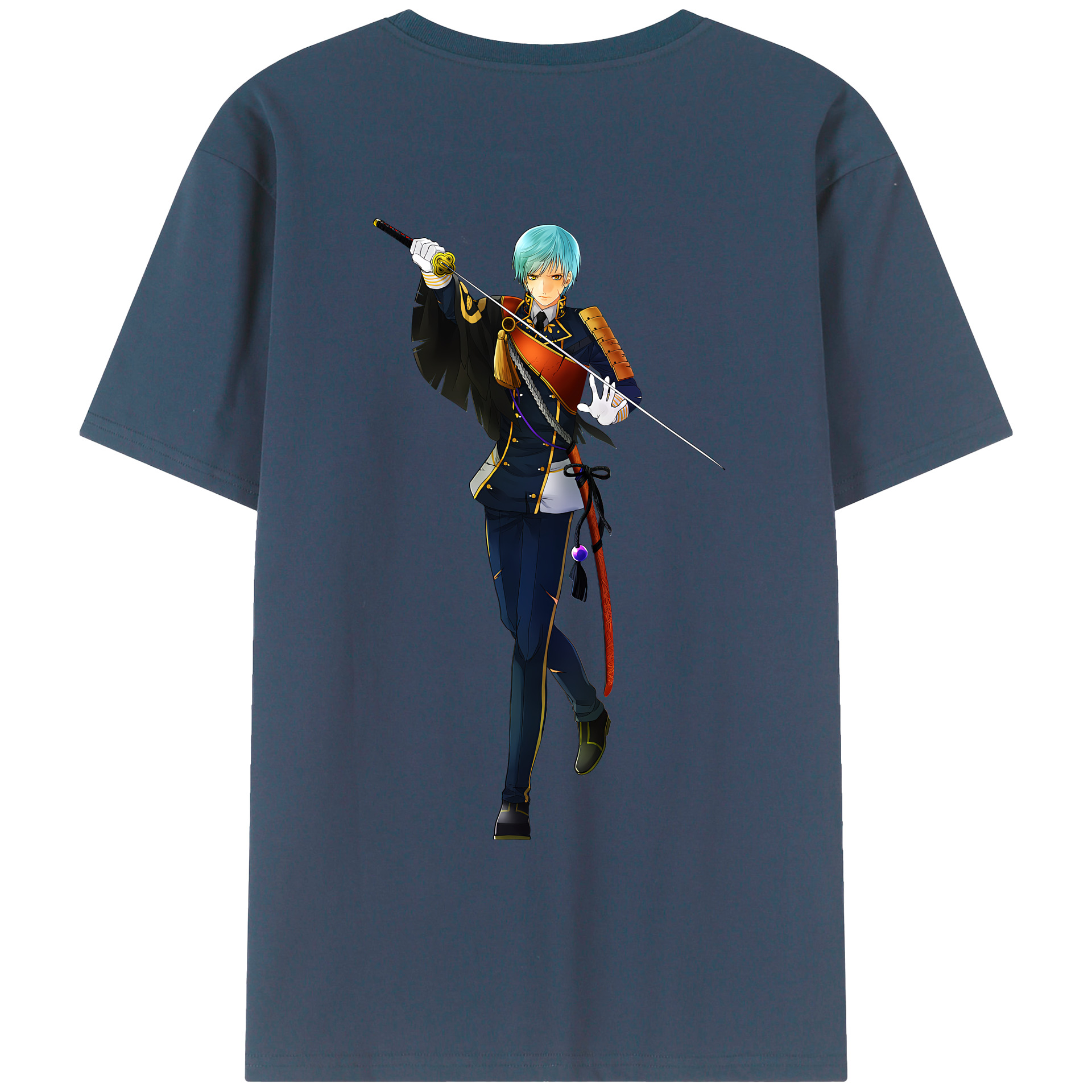 （画像用） 刀剣乱舞 Touken Ranbu 綿100％ メンズ半袖Tシャツ（バックプリント） 通気性