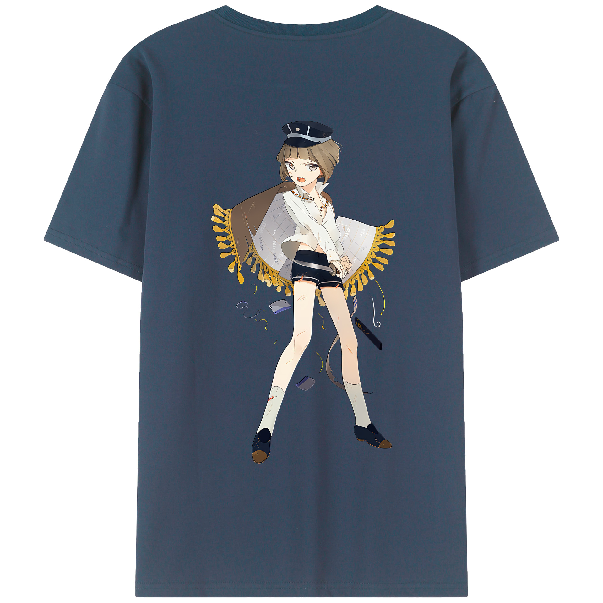 （画像用） 刀剣乱舞 Touken Ranbu 綿100％ メンズ半袖Tシャツ（バックプリント） 通気性
