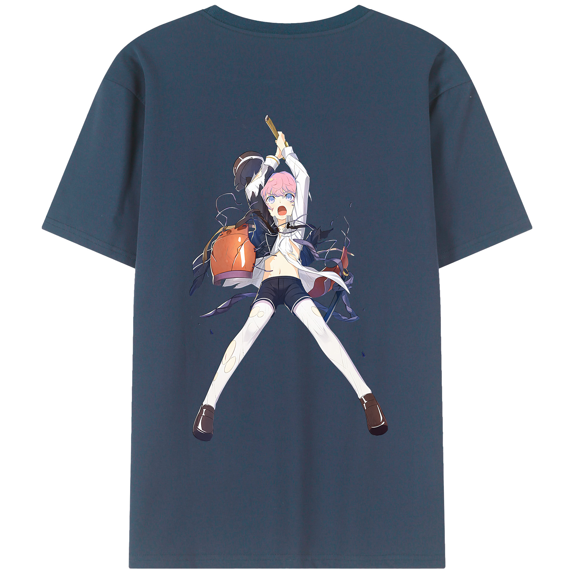 （画像用） 刀剣乱舞 Touken Ranbu 綿100％ メンズ半袖Tシャツ（バックプリント） 通気性