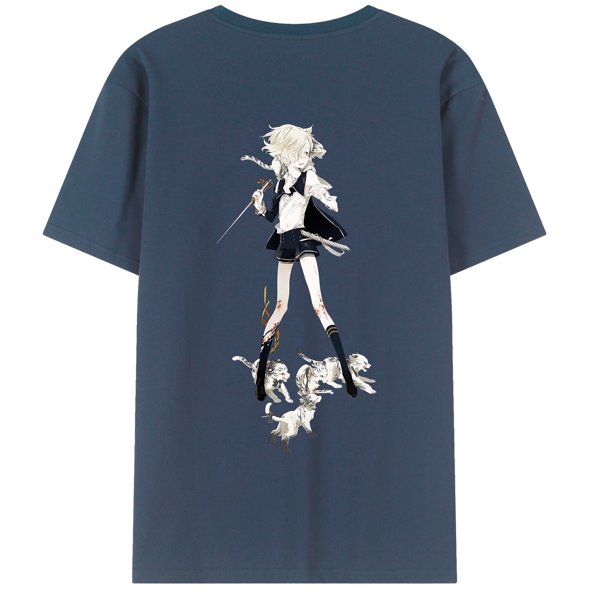 （画像用） 刀剣乱舞 Touken Ranbu 綿100％ メンズ半袖Tシャツ（バックプリント） 通気性