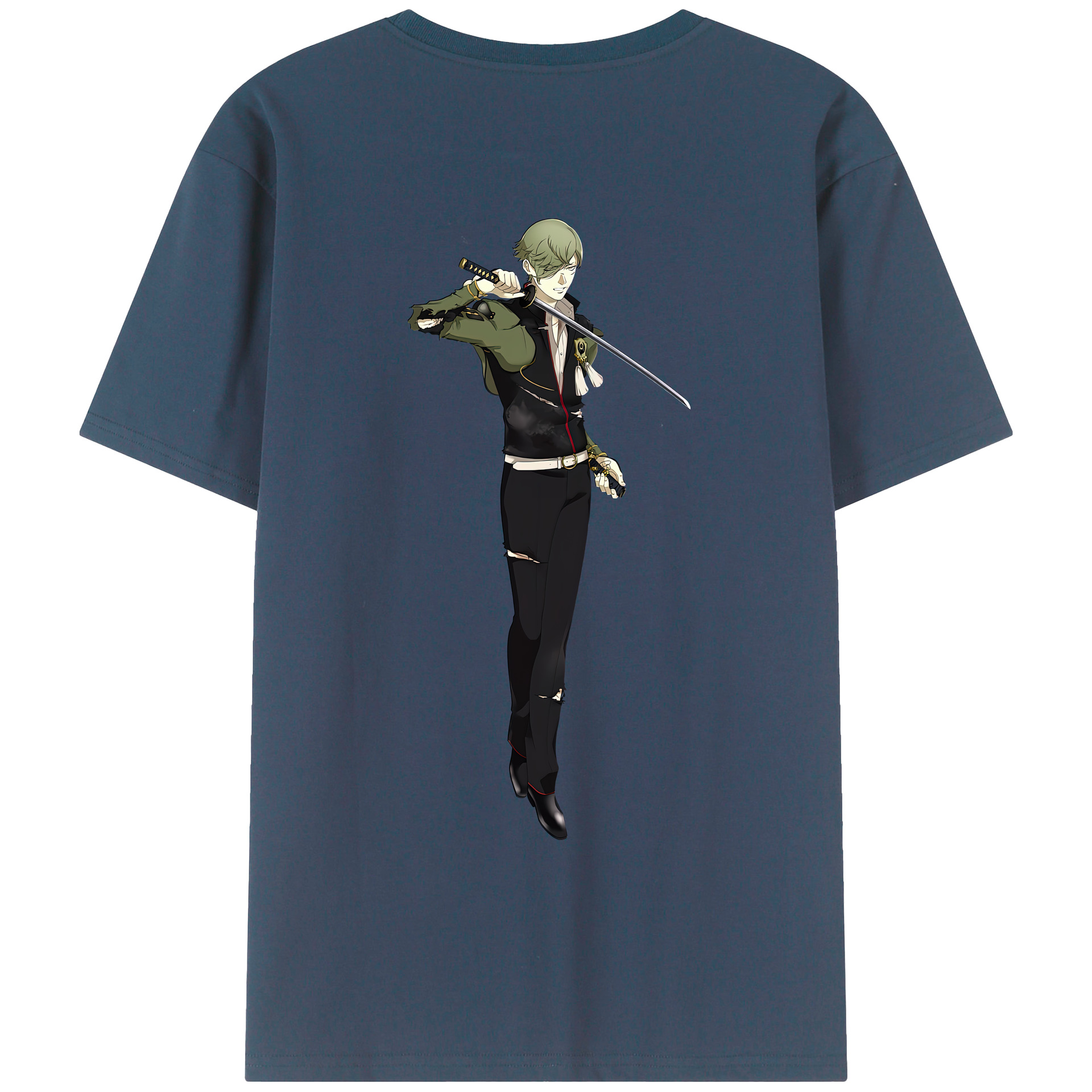 （画像用） 刀剣乱舞 Touken Ranbu 綿100％ メンズ半袖Tシャツ（バックプリント） 通気性