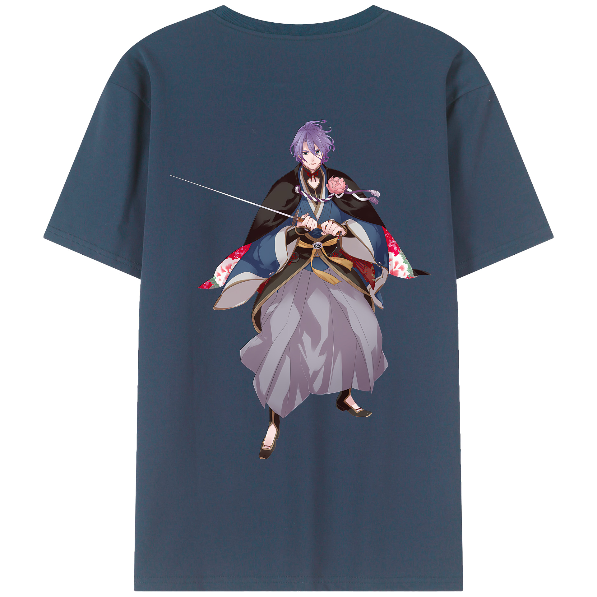 （画像用） 刀剣乱舞 Touken Ranbu 綿100％ メンズ半袖Tシャツ（バックプリント） 通気性