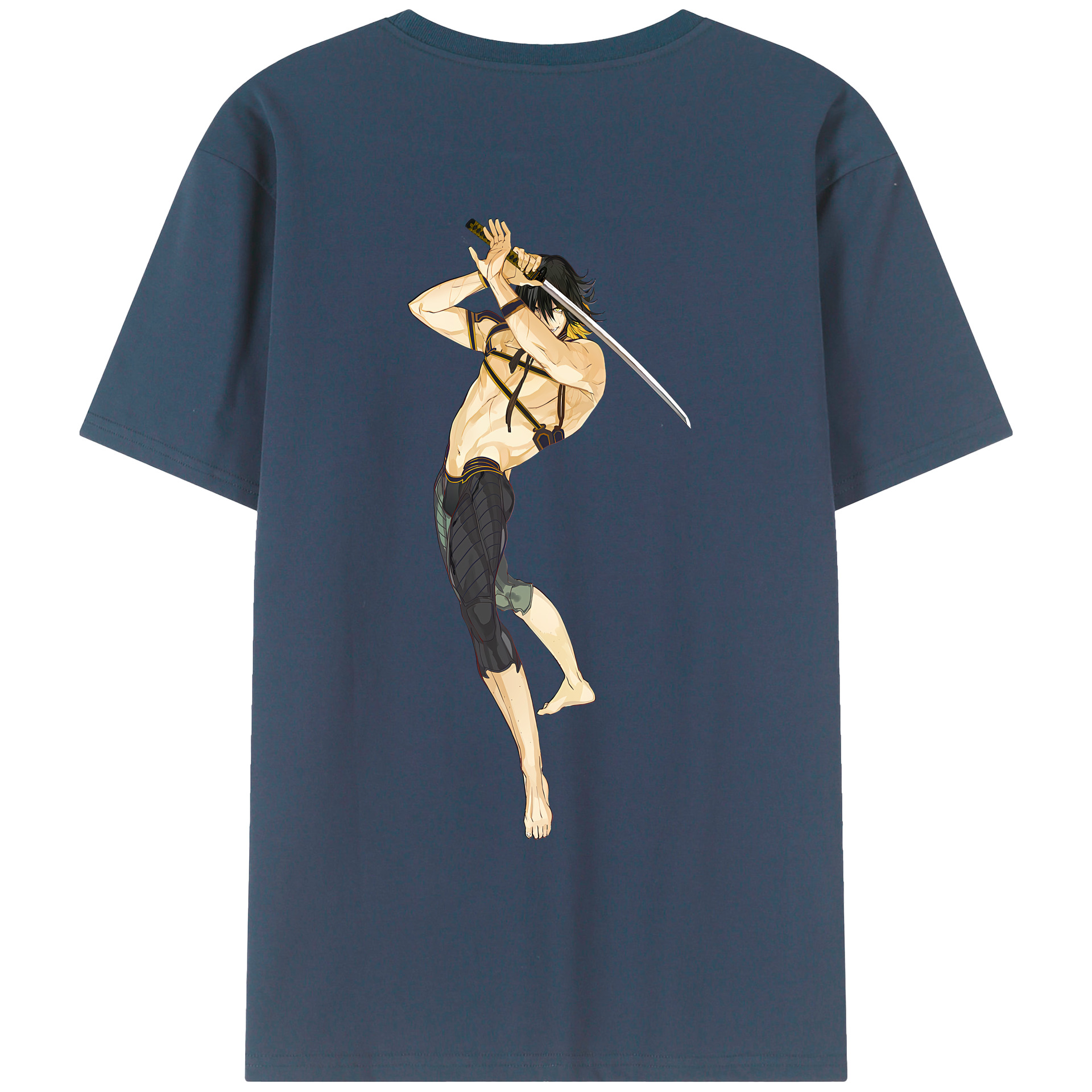 （画像用） 刀剣乱舞 Touken Ranbu 綿100％ メンズ半袖Tシャツ（バックプリント） 通気性
