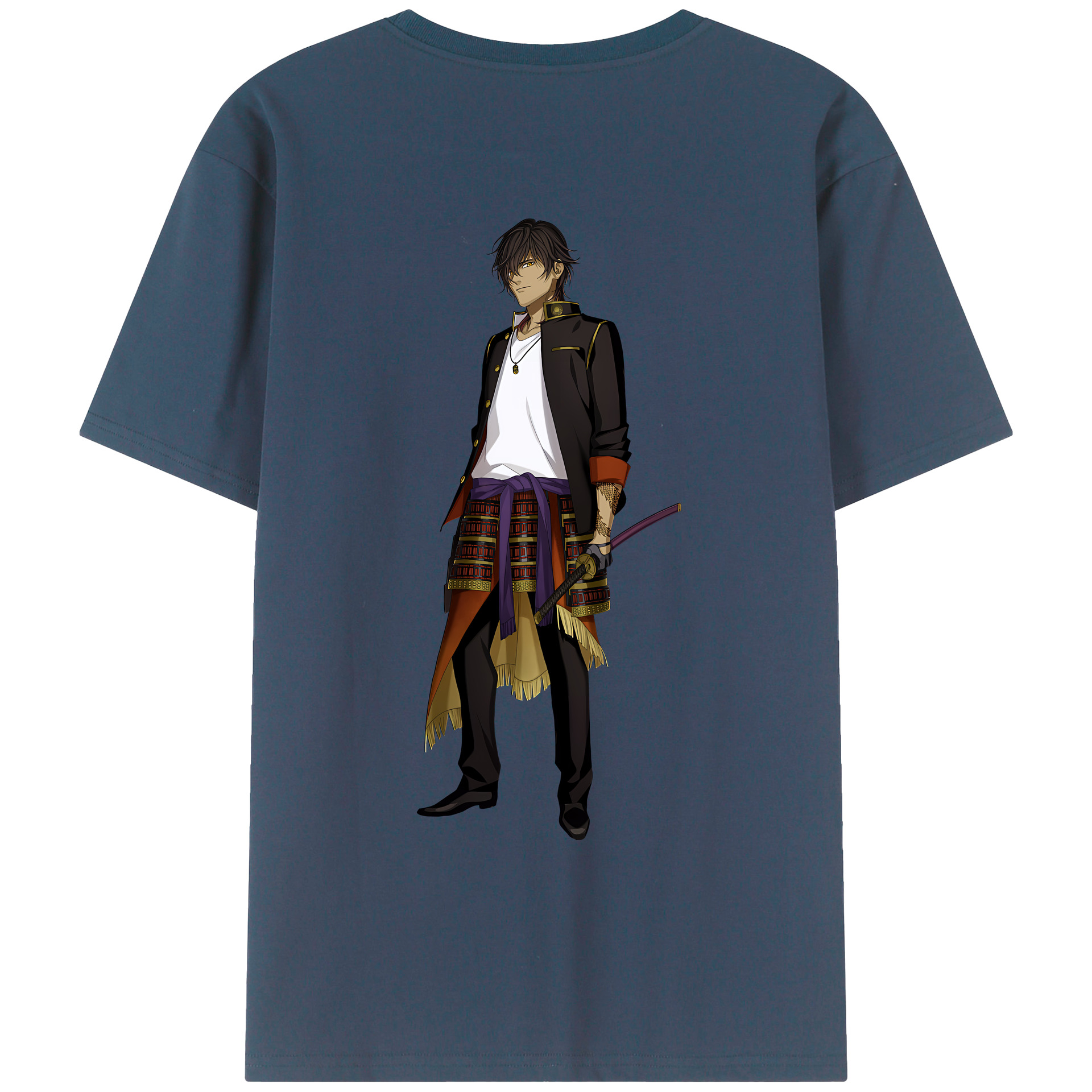 （画像用） 刀剣乱舞 Touken Ranbu 綿100％ メンズ半袖Tシャツ（バックプリント） 通気性