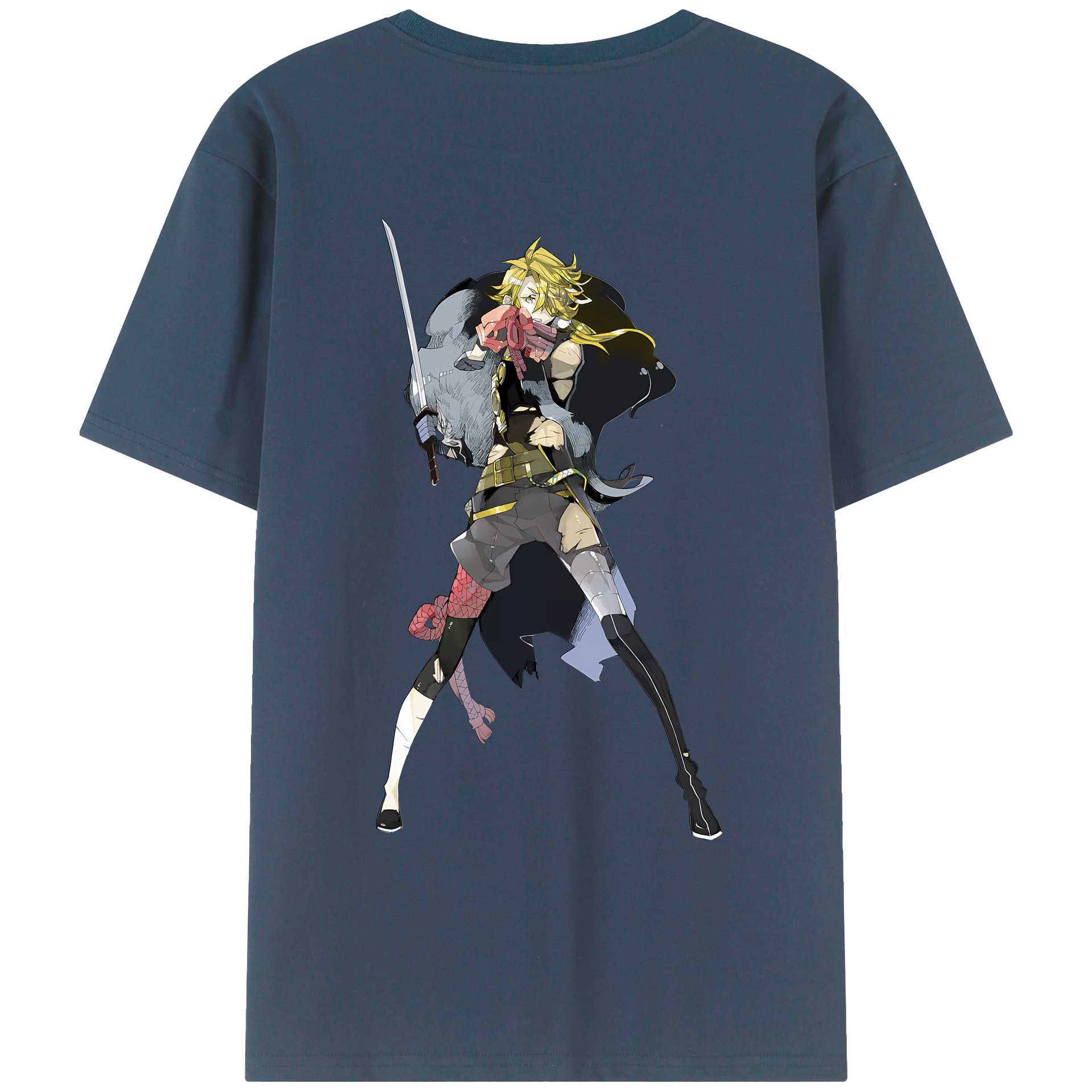 （画像用） 刀剣乱舞 Touken Ranbu 綿100％ メンズ半袖Tシャツ（バックプリント） 通気性
