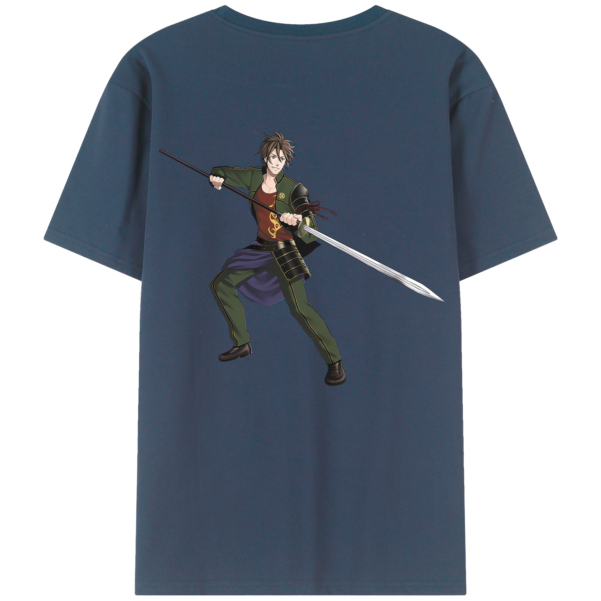 （画像用） 刀剣乱舞 Touken Ranbu 綿100％ メンズ半袖Tシャツ（バックプリント） 通気性