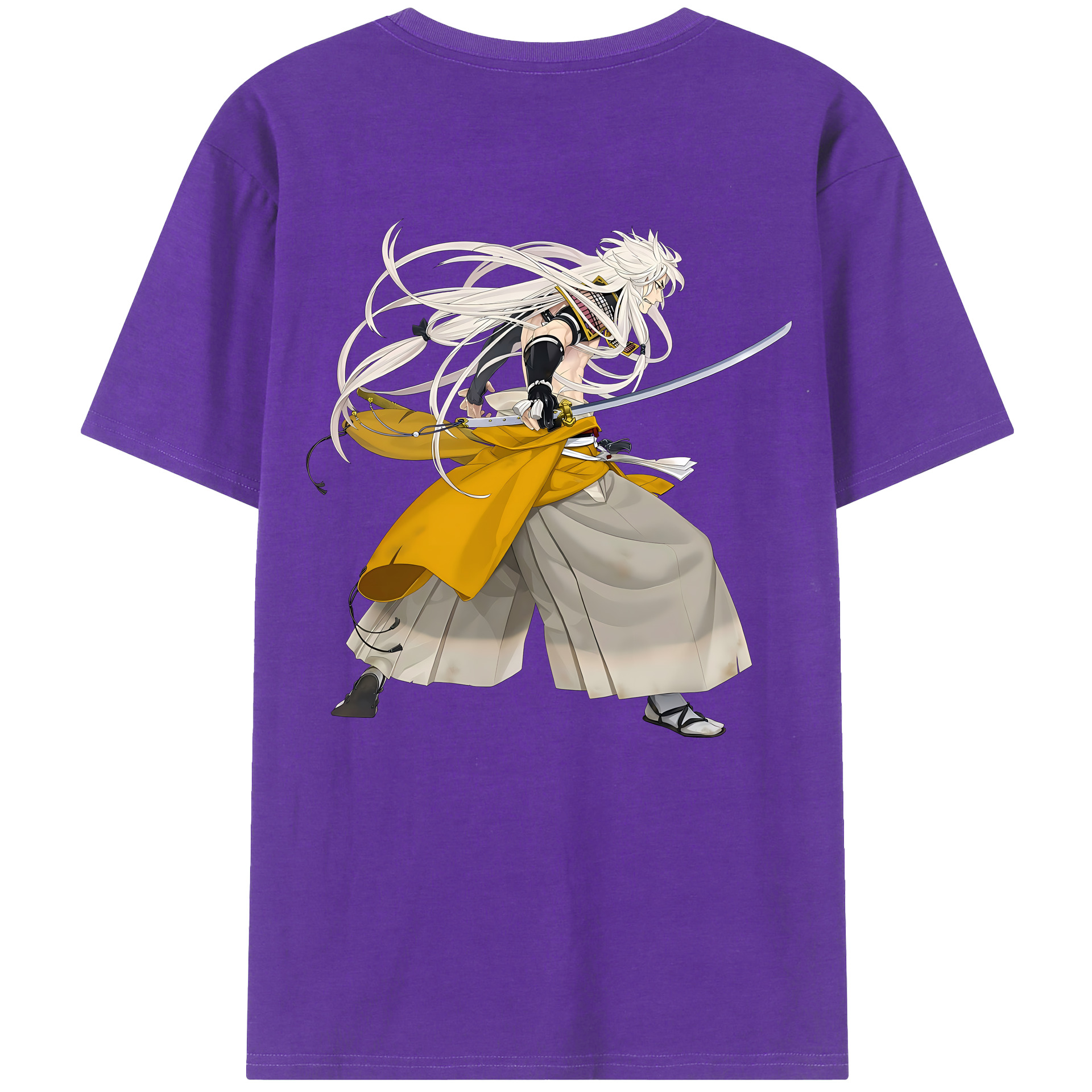 （画像用） 刀剣乱舞 Touken Ranbu 綿100％ メンズ半袖Tシャツ（バックプリント） 通気性