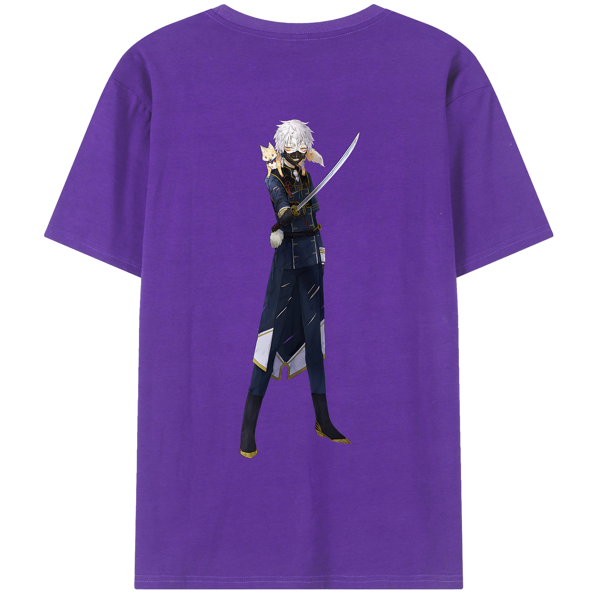 （画像用） 刀剣乱舞 Touken Ranbu 綿100％ メンズ半袖Tシャツ（バックプリント） 通気性