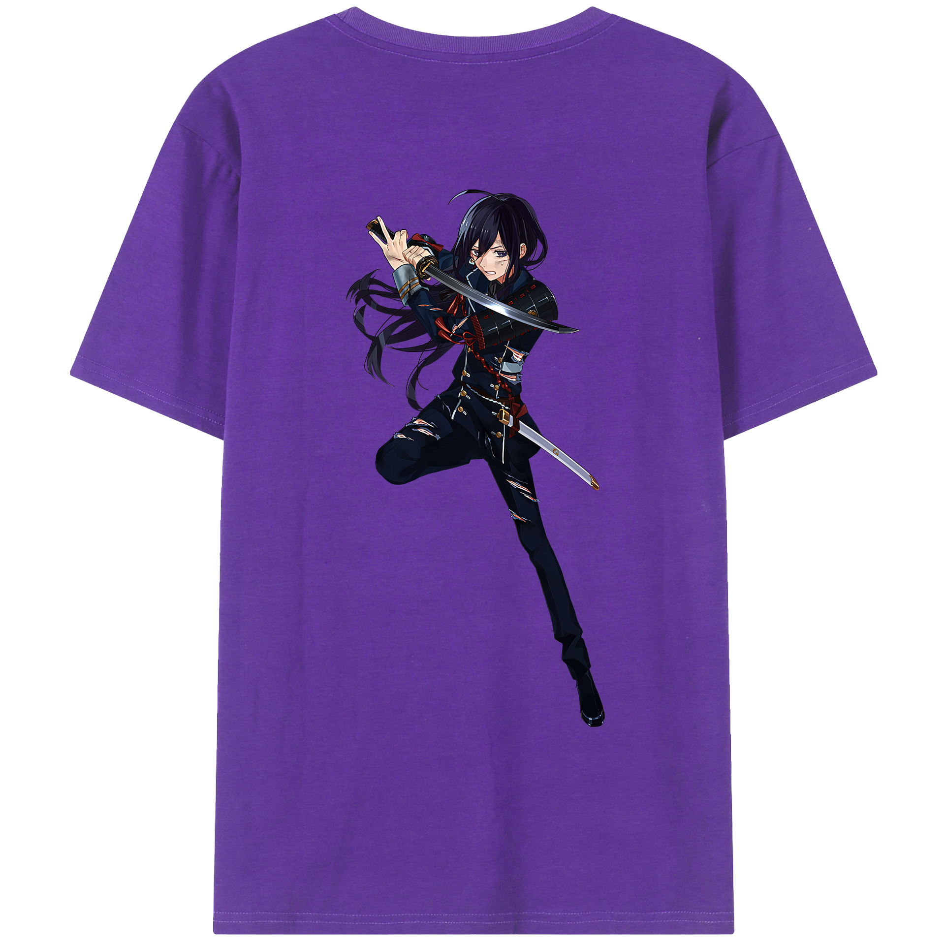 （画像用） 刀剣乱舞 Touken Ranbu 綿100％ メンズ半袖Tシャツ（バックプリント） 通気性