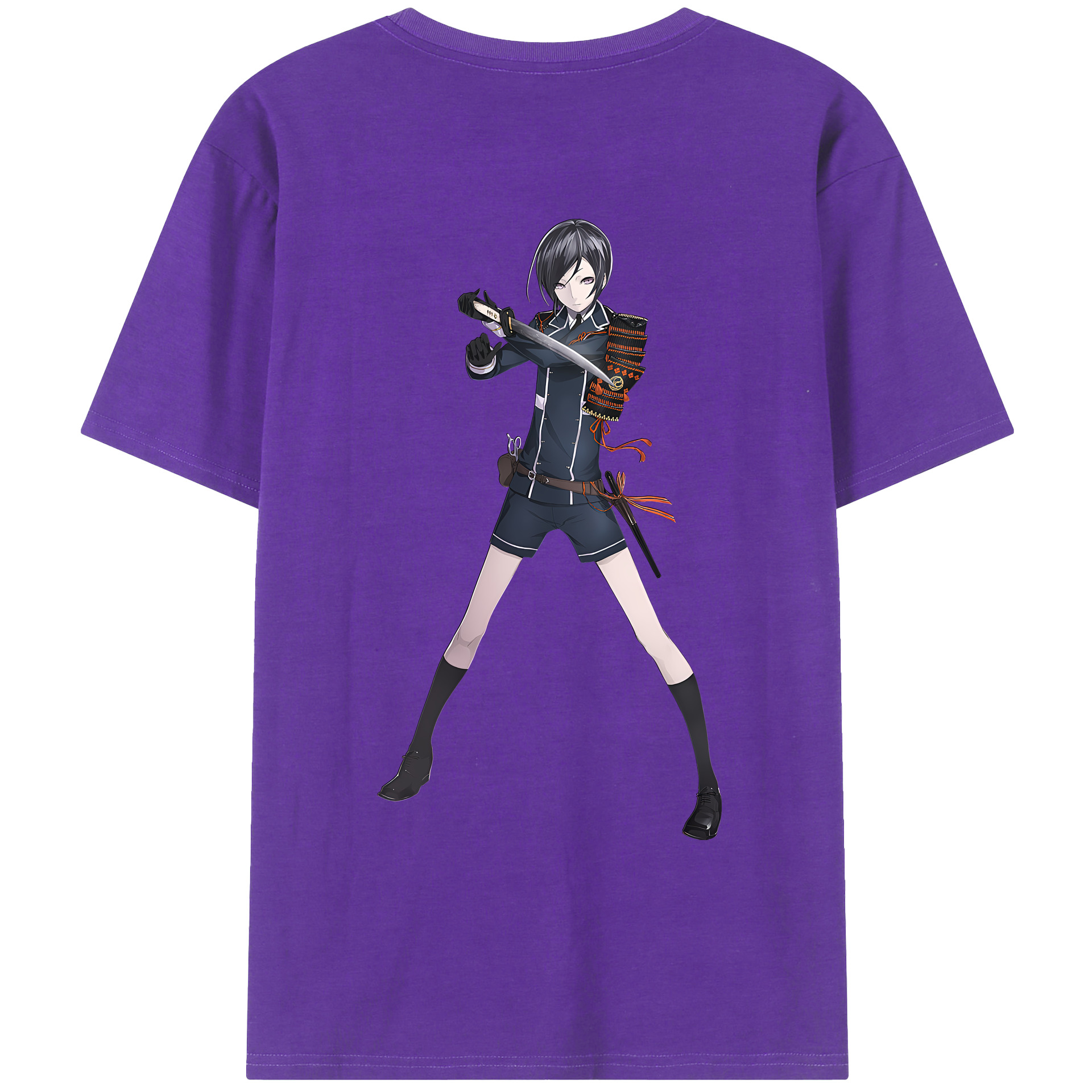 （画像用） 刀剣乱舞 Touken Ranbu 綿100％ メンズ半袖Tシャツ（バックプリント） 通気性