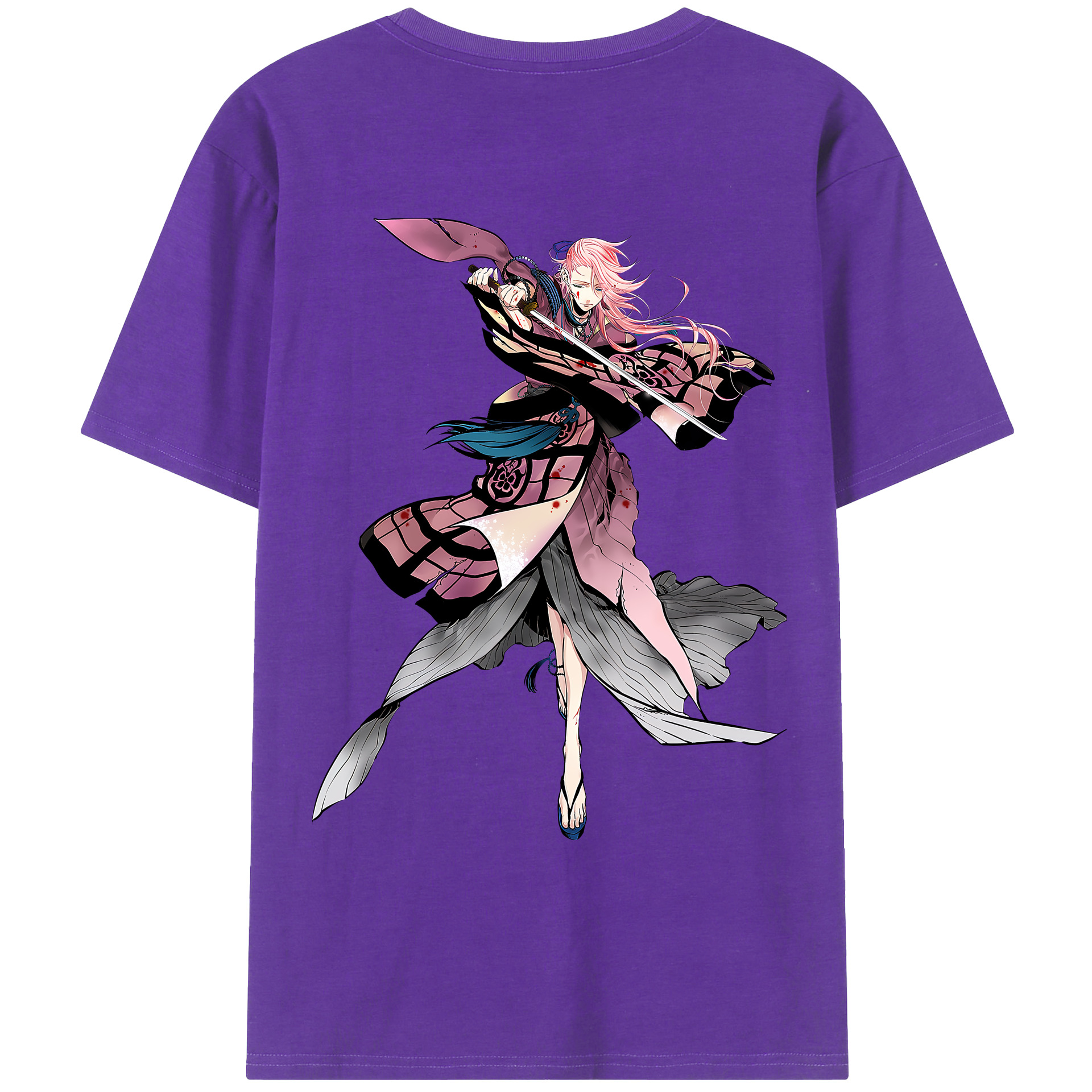 （画像用） 刀剣乱舞 Touken Ranbu 綿100％ メンズ半袖Tシャツ（バックプリント） 通気性