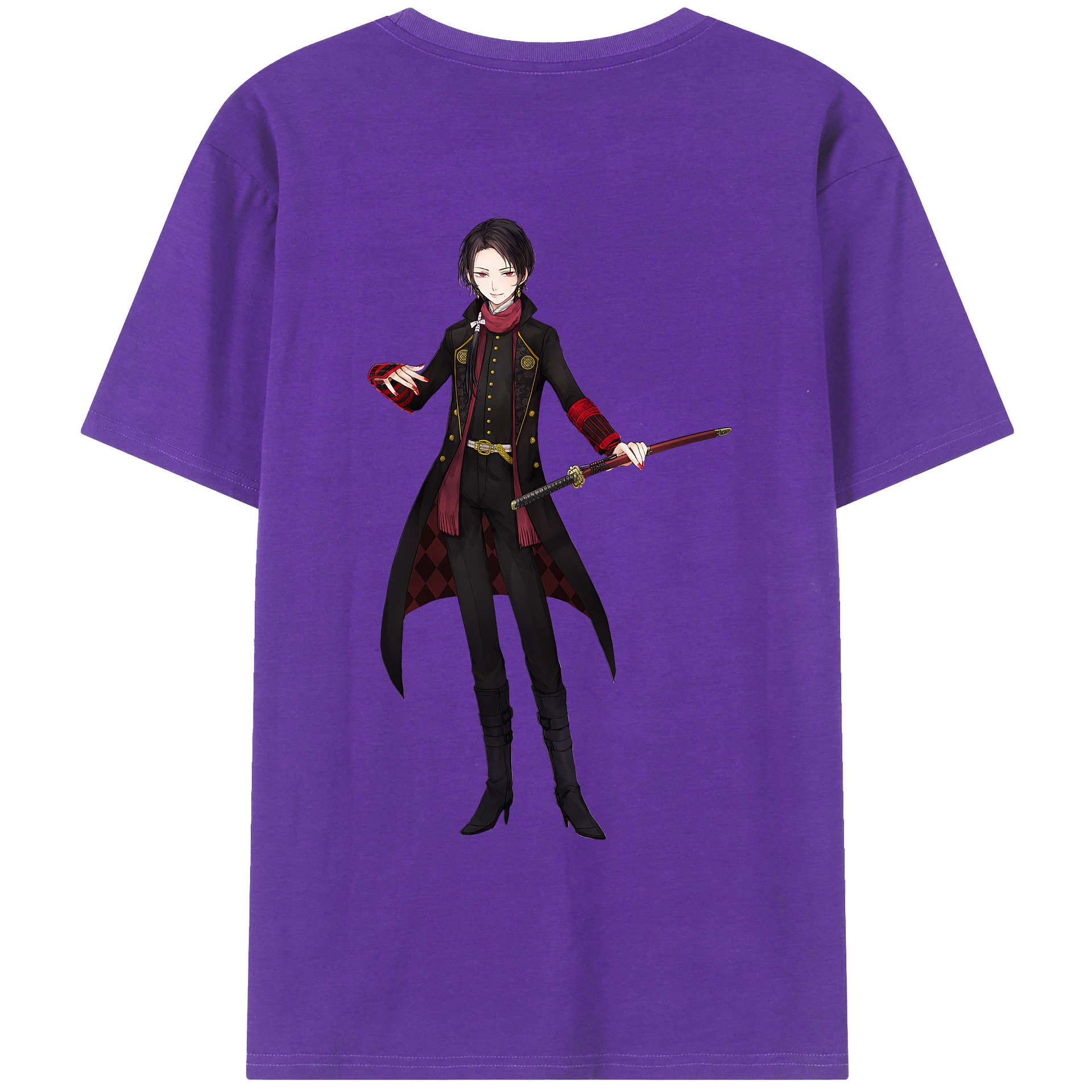 （画像用） 刀剣乱舞 Touken Ranbu 綿100％ メンズ半袖Tシャツ（バックプリント） 通気性