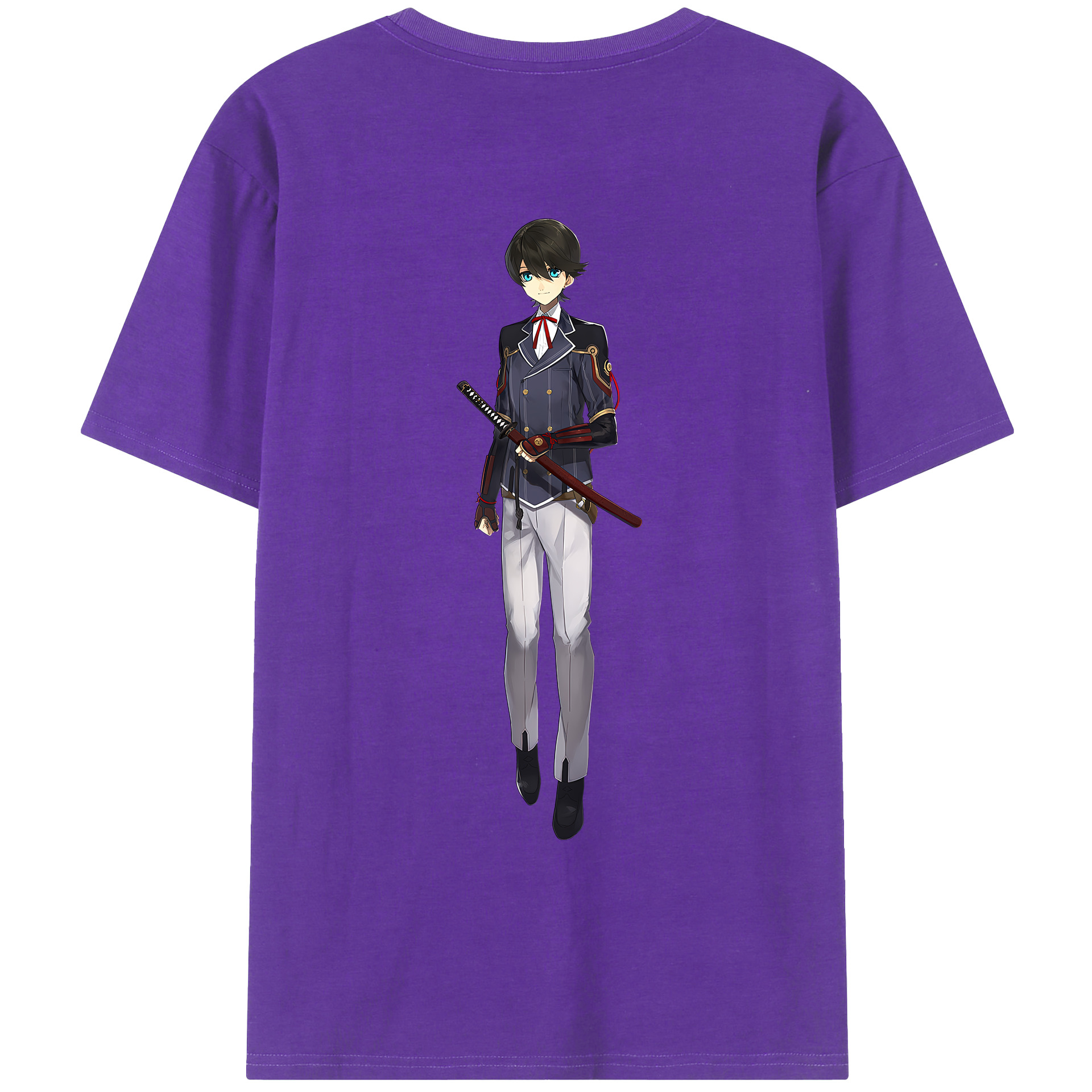 （画像用） 刀剣乱舞 Touken Ranbu 綿100％ メンズ半袖Tシャツ（バックプリント） 通気性