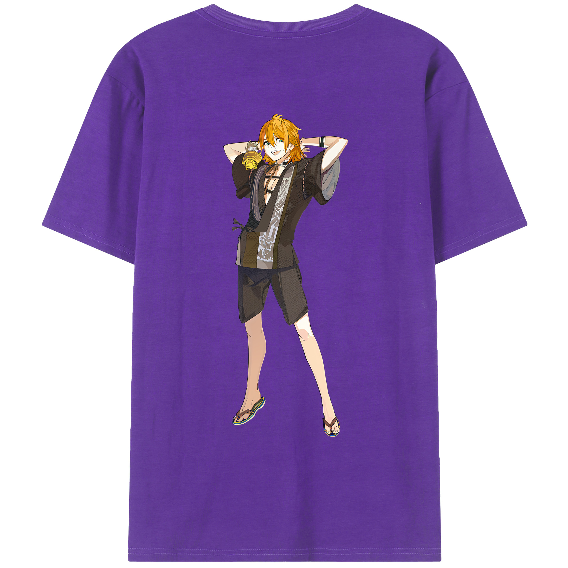 （画像用） 刀剣乱舞 Touken Ranbu 綿100％ メンズ半袖Tシャツ（バックプリント） 通気性
