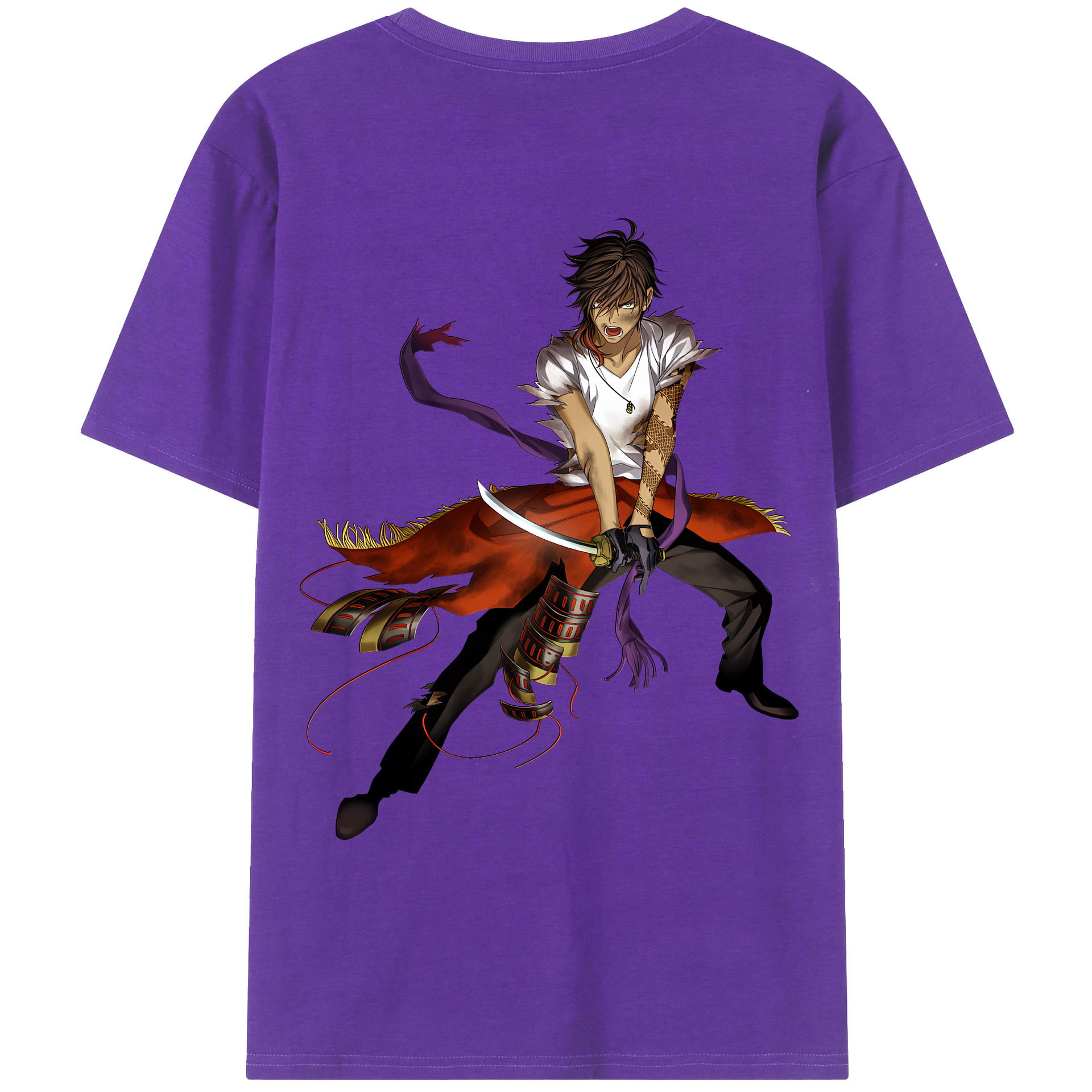 （画像用） 刀剣乱舞 Touken Ranbu 綿100％ メンズ半袖Tシャツ（バックプリント） 通気性