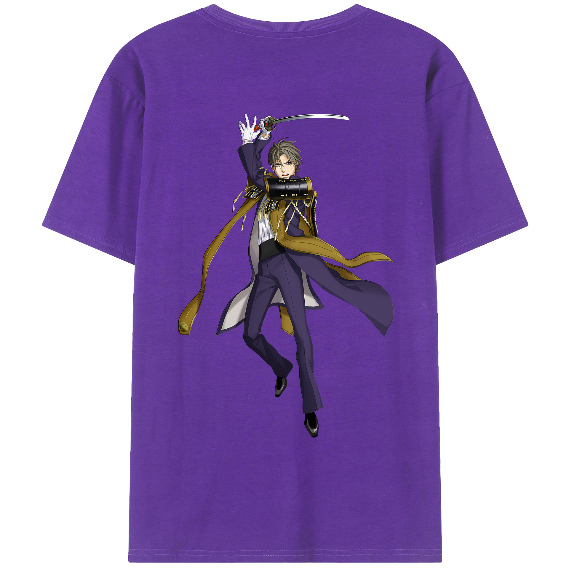 （画像用） 刀剣乱舞 Touken Ranbu 綿100％ メンズ半袖Tシャツ（バックプリント） 通気性