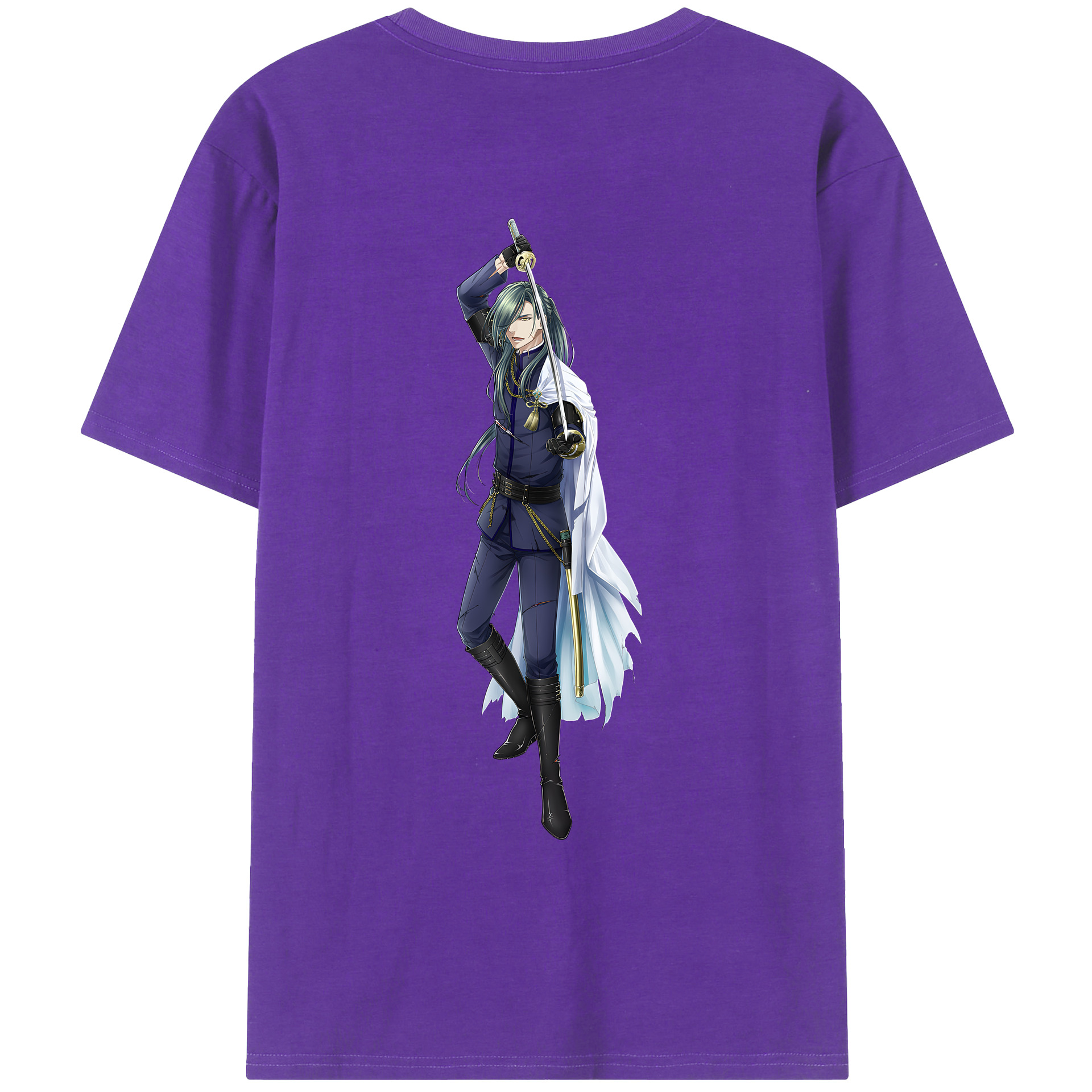 （画像用） 刀剣乱舞 Touken Ranbu 綿100％ メンズ半袖Tシャツ（バックプリント） 通気性