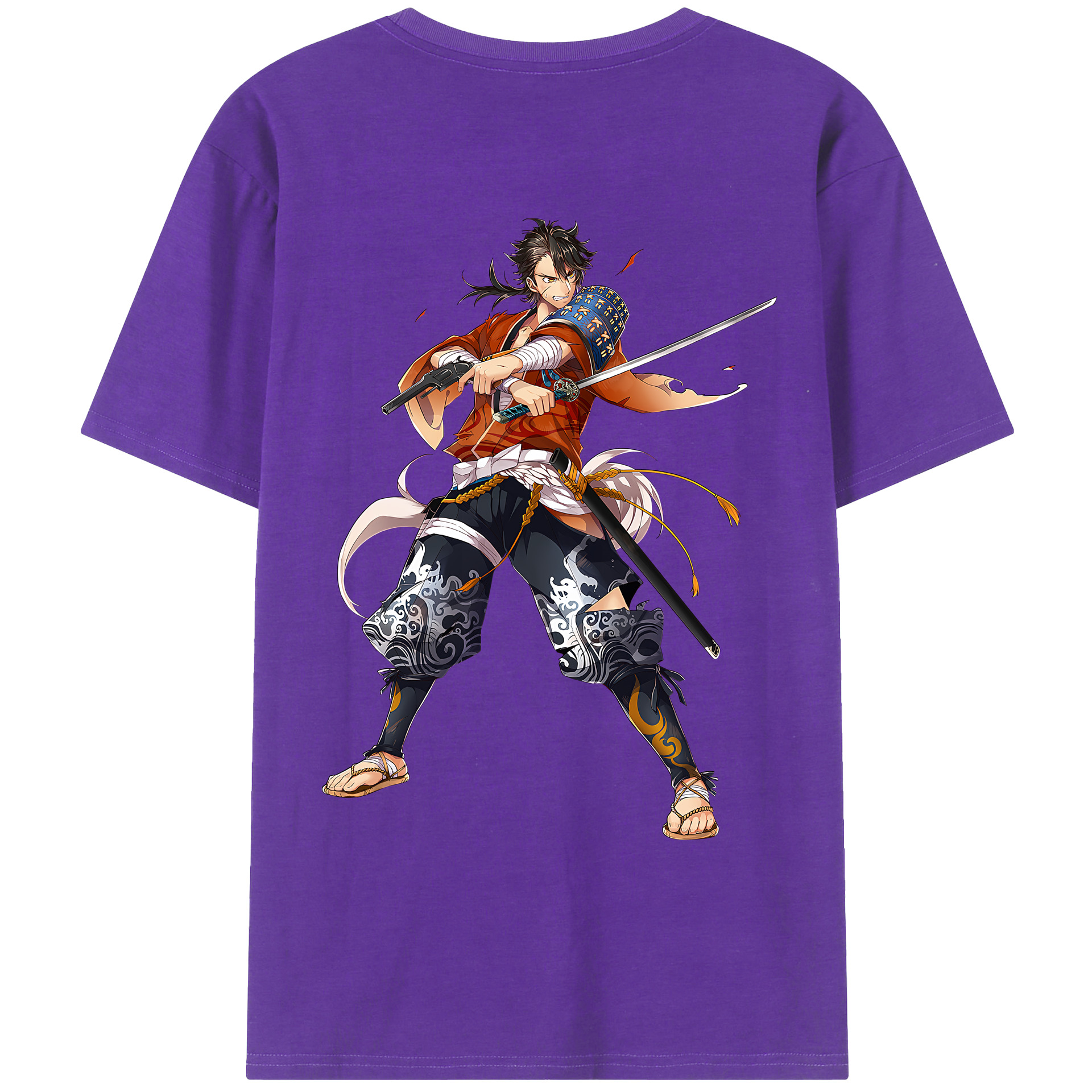 （画像用） 刀剣乱舞 Touken Ranbu 綿100％ メンズ半袖Tシャツ（バックプリント） 通気性