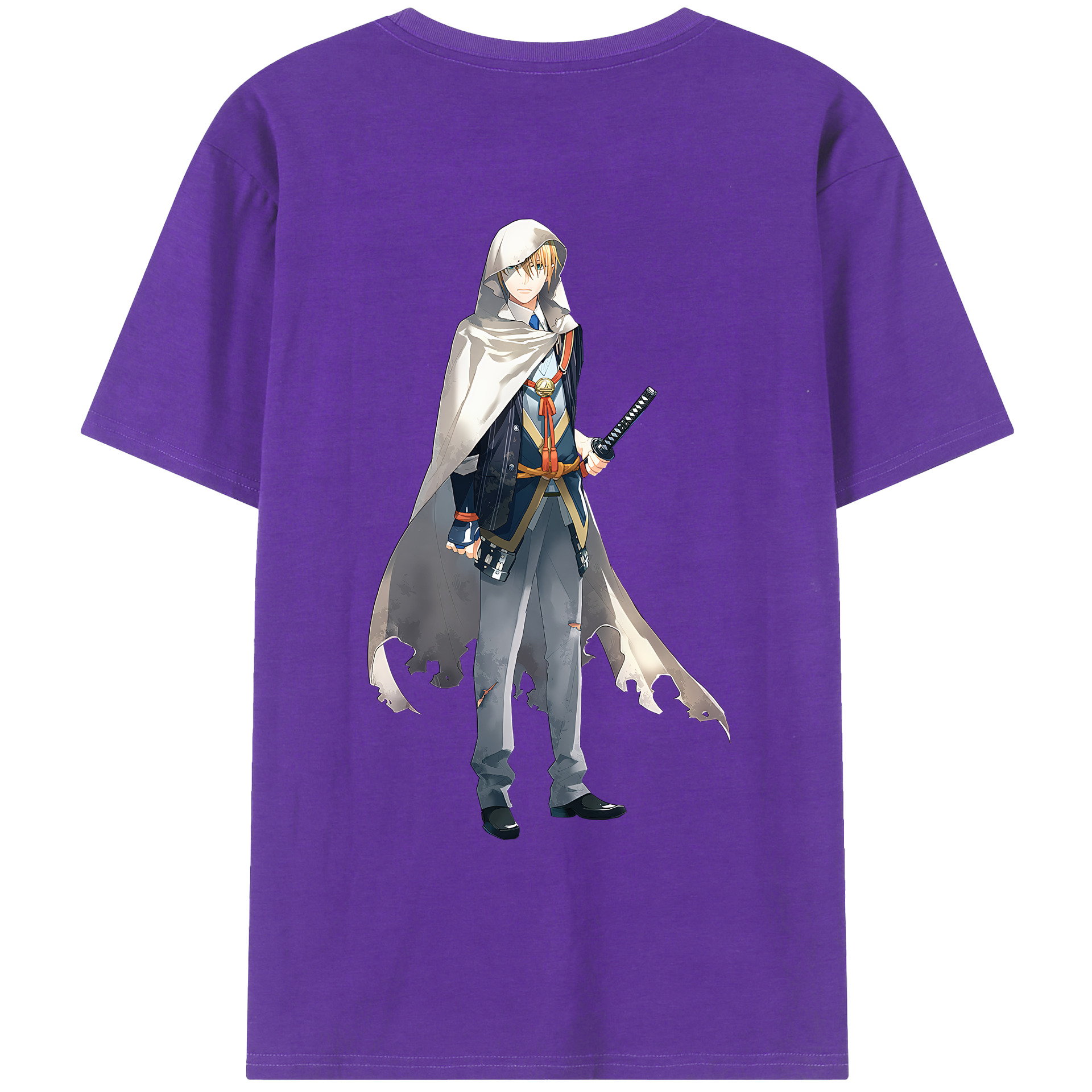 （画像用） 刀剣乱舞 Touken Ranbu 綿100％ メンズ半袖Tシャツ（バックプリント） 通気性