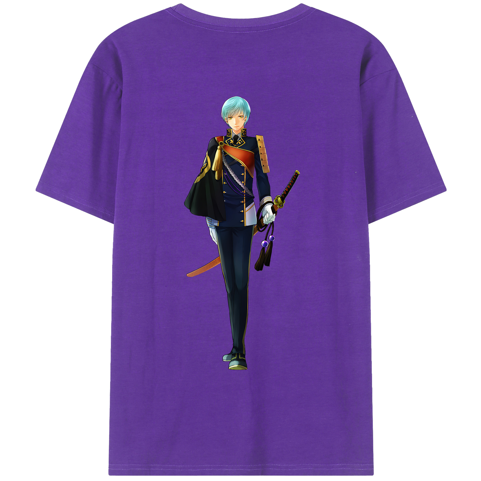 （画像用） 刀剣乱舞 Touken Ranbu 綿100％ メンズ半袖Tシャツ（バックプリント） 通気性