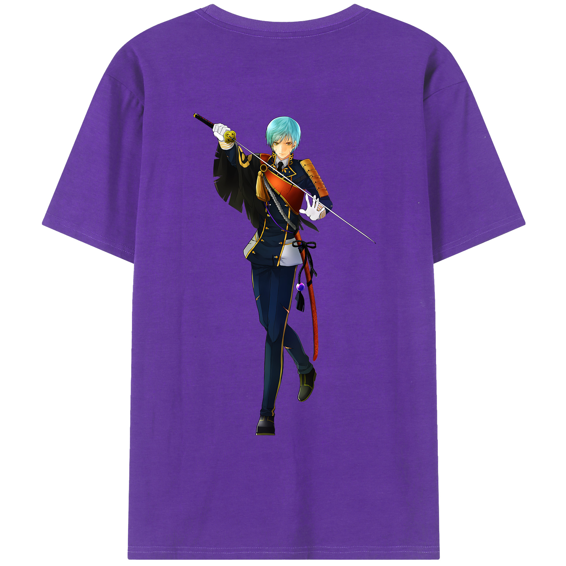 （画像用） 刀剣乱舞 Touken Ranbu 綿100％ メンズ半袖Tシャツ（バックプリント） 通気性