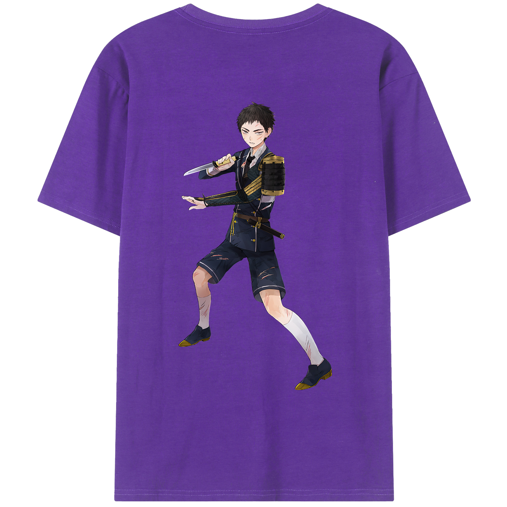 （画像用） 刀剣乱舞 Touken Ranbu 綿100％ メンズ半袖Tシャツ（バックプリント） 通気性