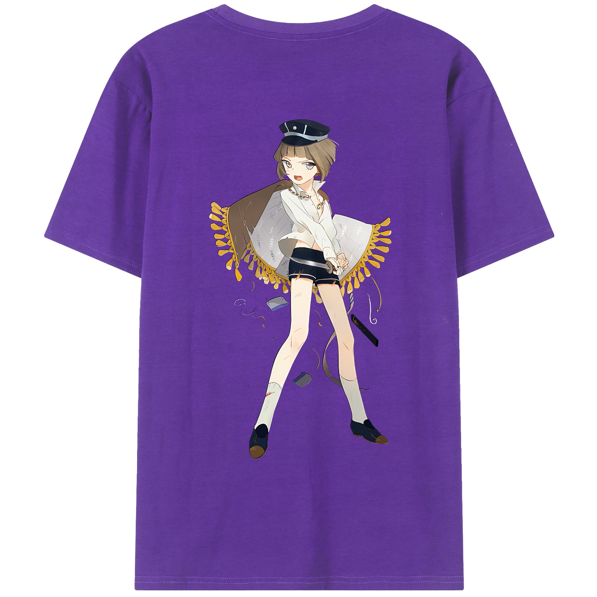 （画像用） 刀剣乱舞 Touken Ranbu 綿100％ メンズ半袖Tシャツ（バックプリント） 通気性