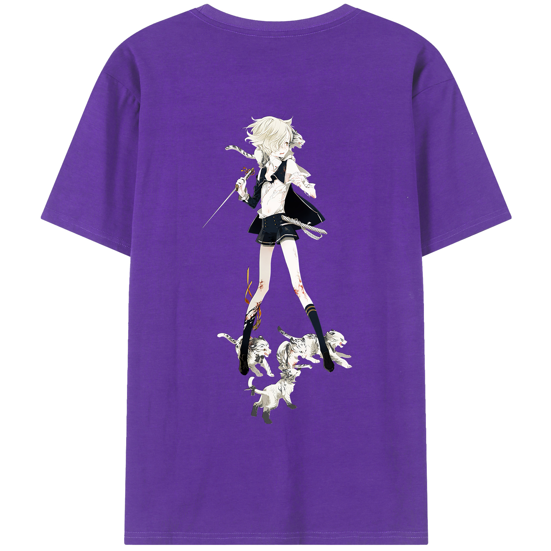 （画像用） 刀剣乱舞 Touken Ranbu 綿100％ メンズ半袖Tシャツ（バックプリント） 通気性