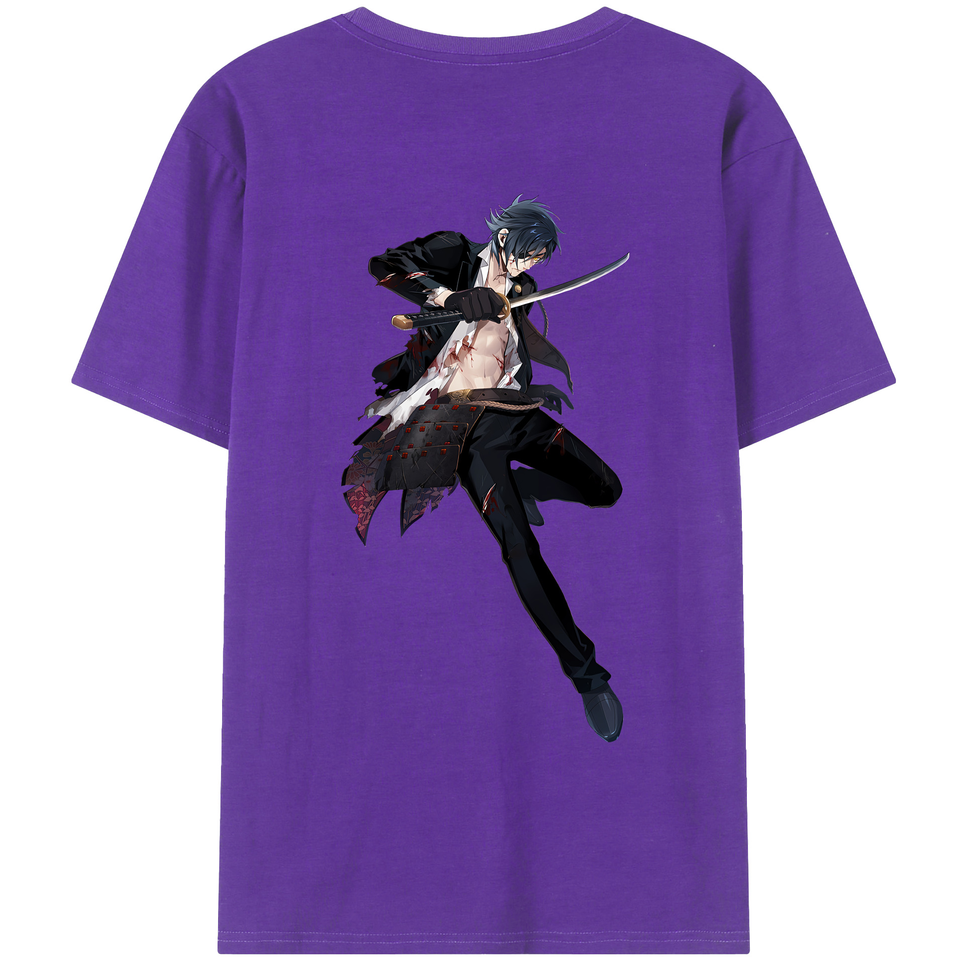 （画像用） 刀剣乱舞 Touken Ranbu 綿100％ メンズ半袖Tシャツ（バックプリント） 通気性