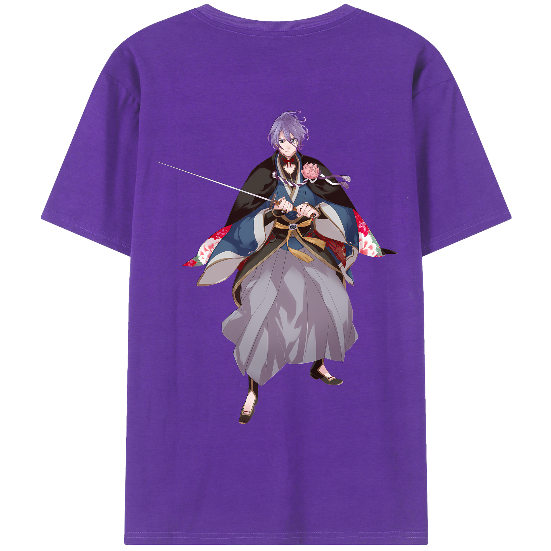 （画像用） 刀剣乱舞 Touken Ranbu 綿100％ メンズ半袖Tシャツ（バックプリント） 通気性