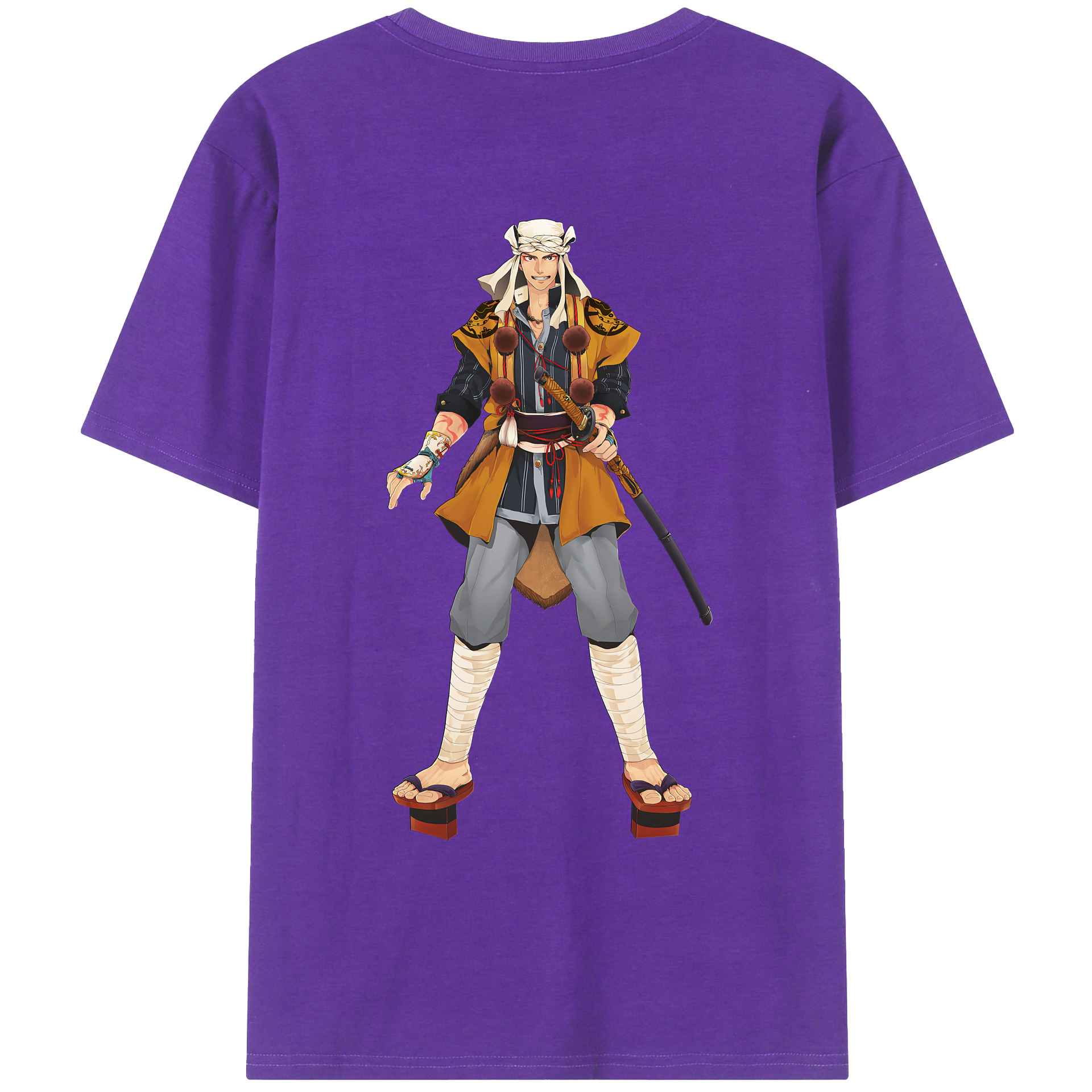 （画像用） 刀剣乱舞 Touken Ranbu 綿100％ メンズ半袖Tシャツ（バックプリント） 通気性