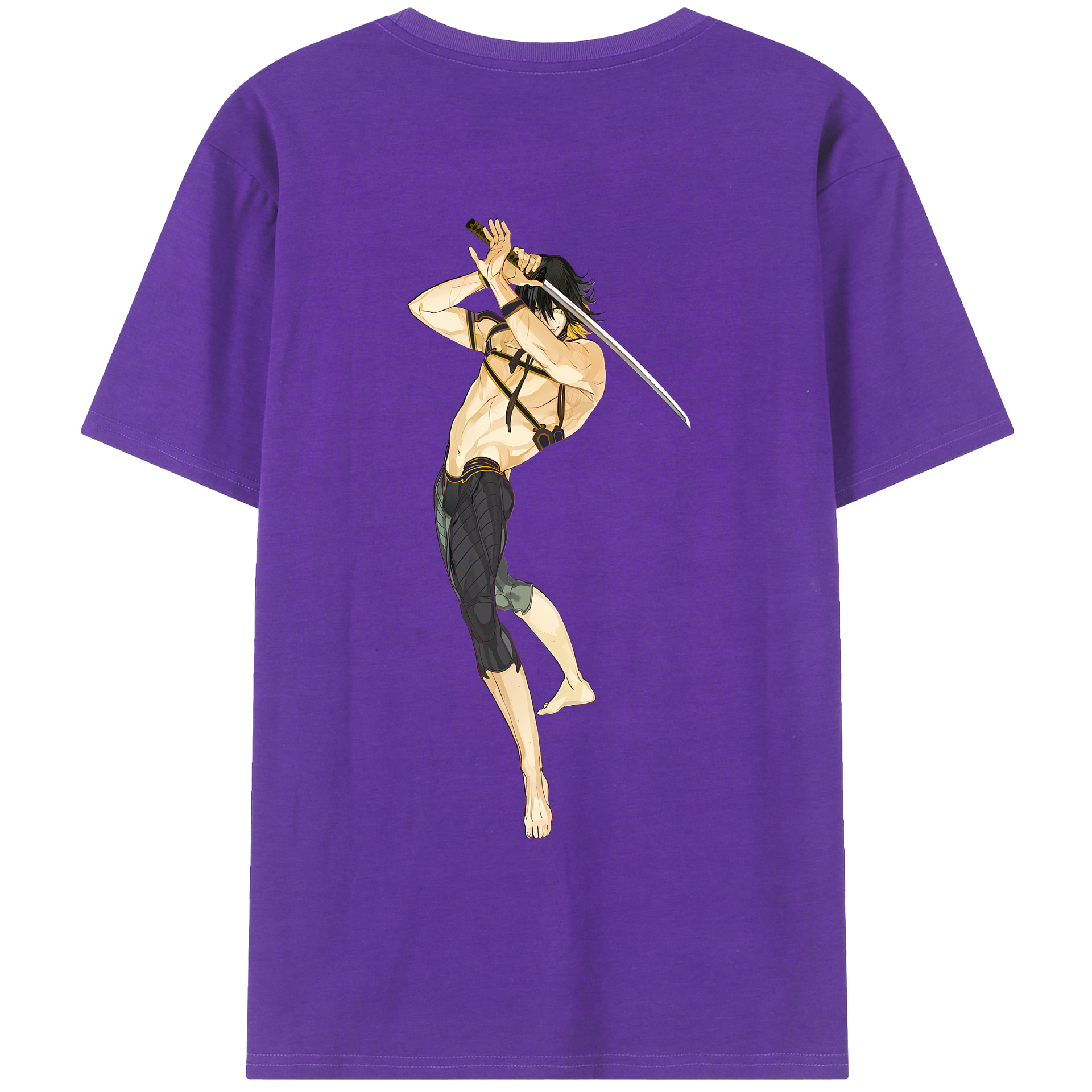 （画像用） 刀剣乱舞 Touken Ranbu 綿100％ メンズ半袖Tシャツ（バックプリント） 通気性
