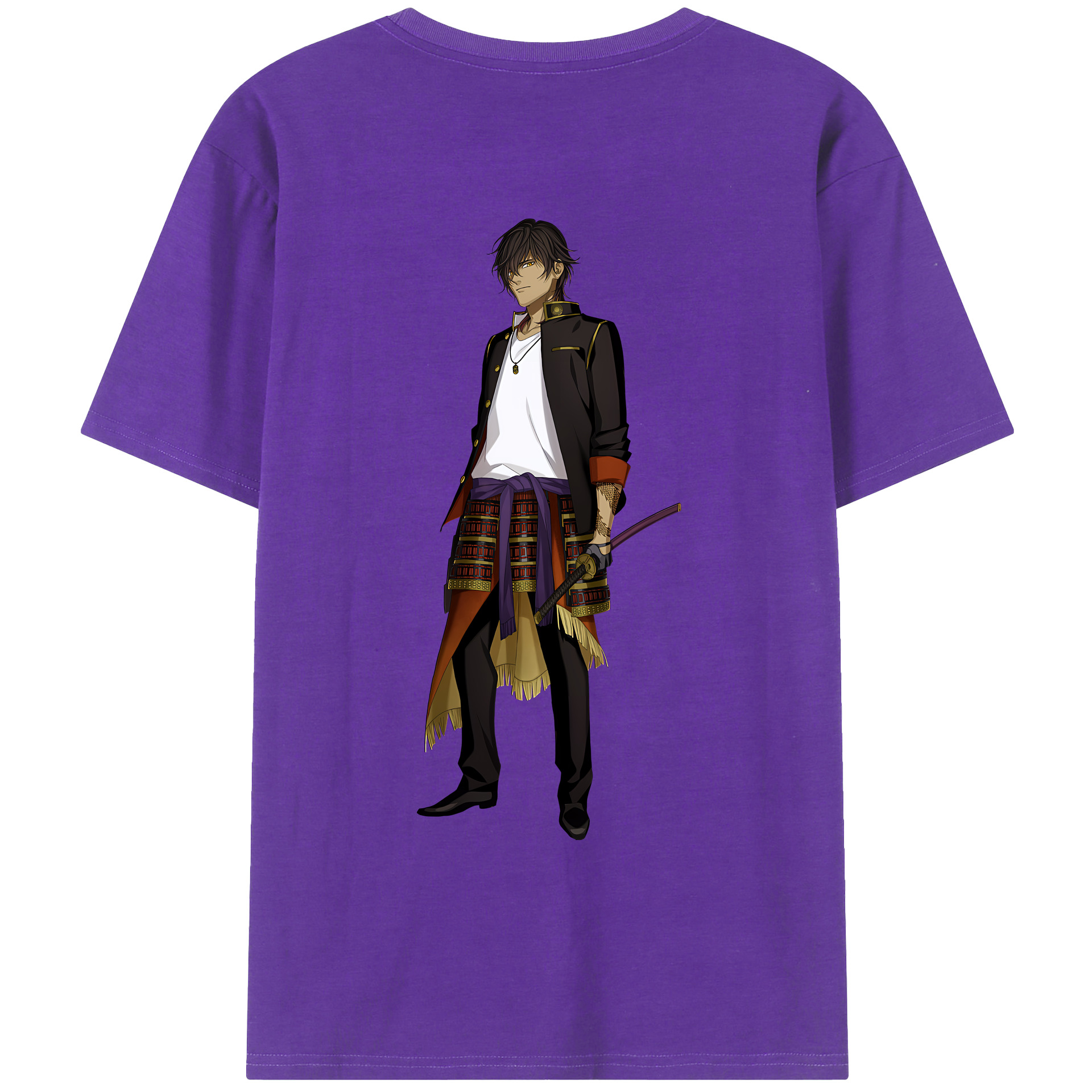 （画像用） 刀剣乱舞 Touken Ranbu 綿100％ メンズ半袖Tシャツ（バックプリント） 通気性