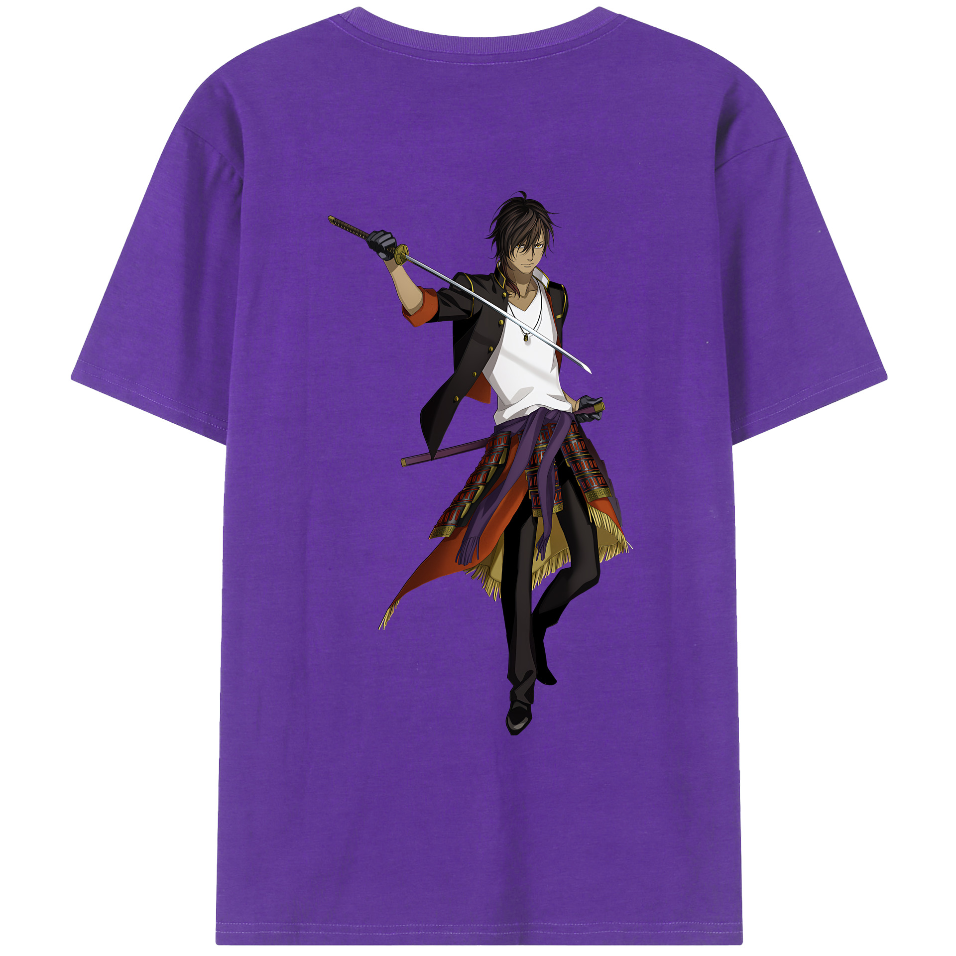 （画像用） 刀剣乱舞 Touken Ranbu 綿100％ メンズ半袖Tシャツ（バックプリント） 通気性