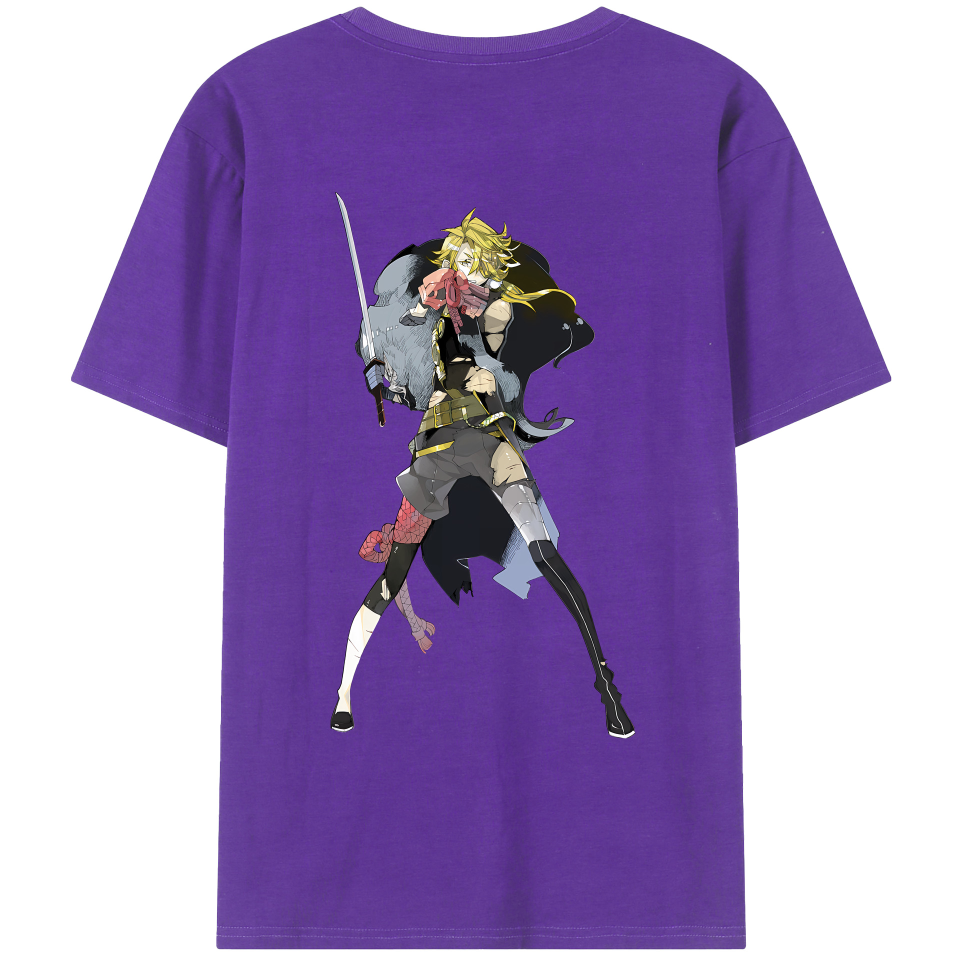 （画像用） 刀剣乱舞 Touken Ranbu 綿100％ メンズ半袖Tシャツ（バックプリント） 通気性